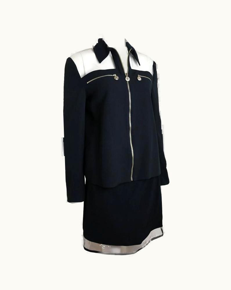 Gianni Versace Couture Versus By Gianni Versace Black/Transparent Vinyl Jacket And Skirt Ensemble