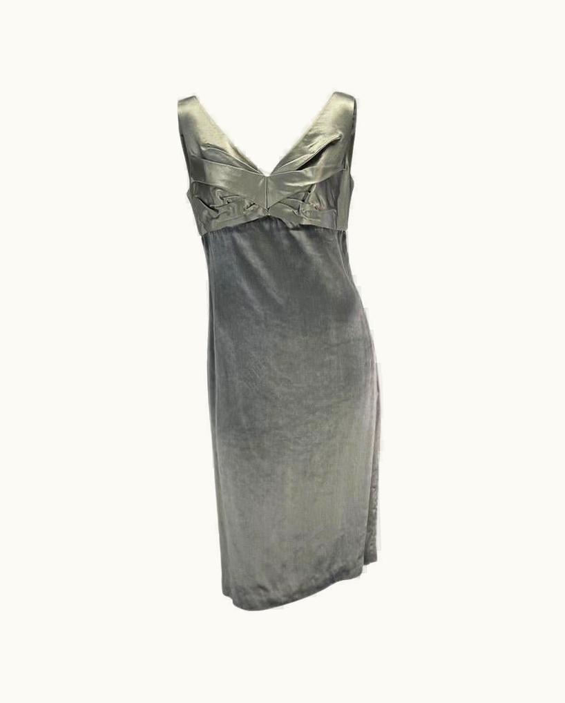 Gianni Versace Couture AW 1995 Gianni Versace Couture Runway Grey Pleated Silk Velvet Dress