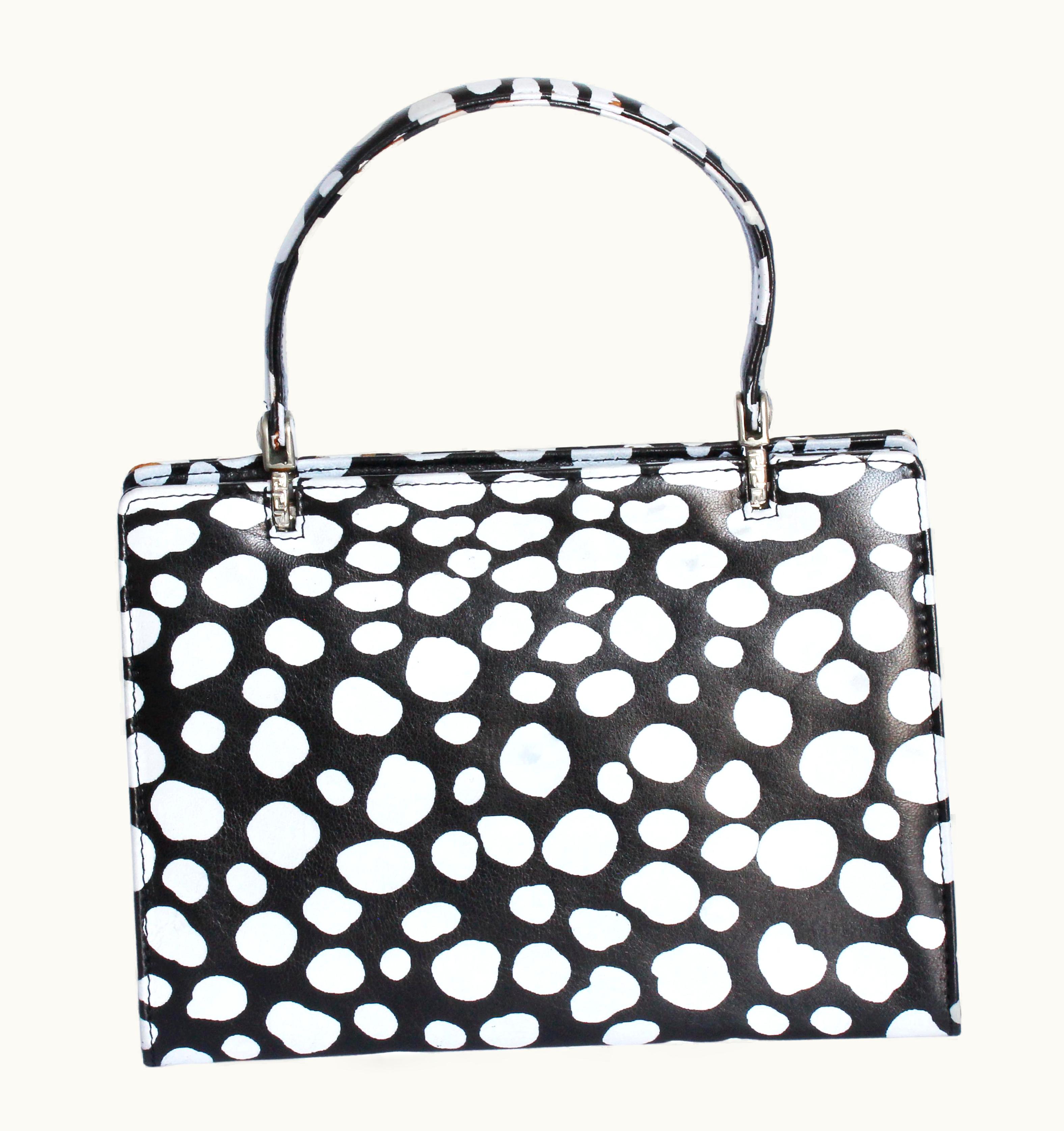 Gianni Versace Couture Gianni Versace Couture Handbag Top Handle Black White Abstract Dots Vintage 90s