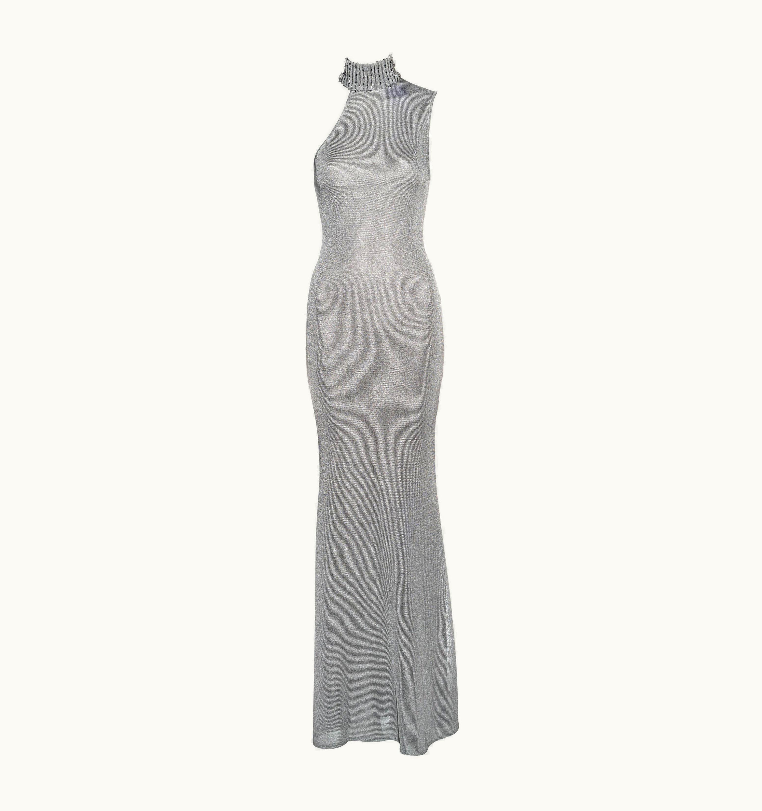 Gianni Versace Couture Gianni Versace Silver Knitted Rayon Evening Dress, AW 1996