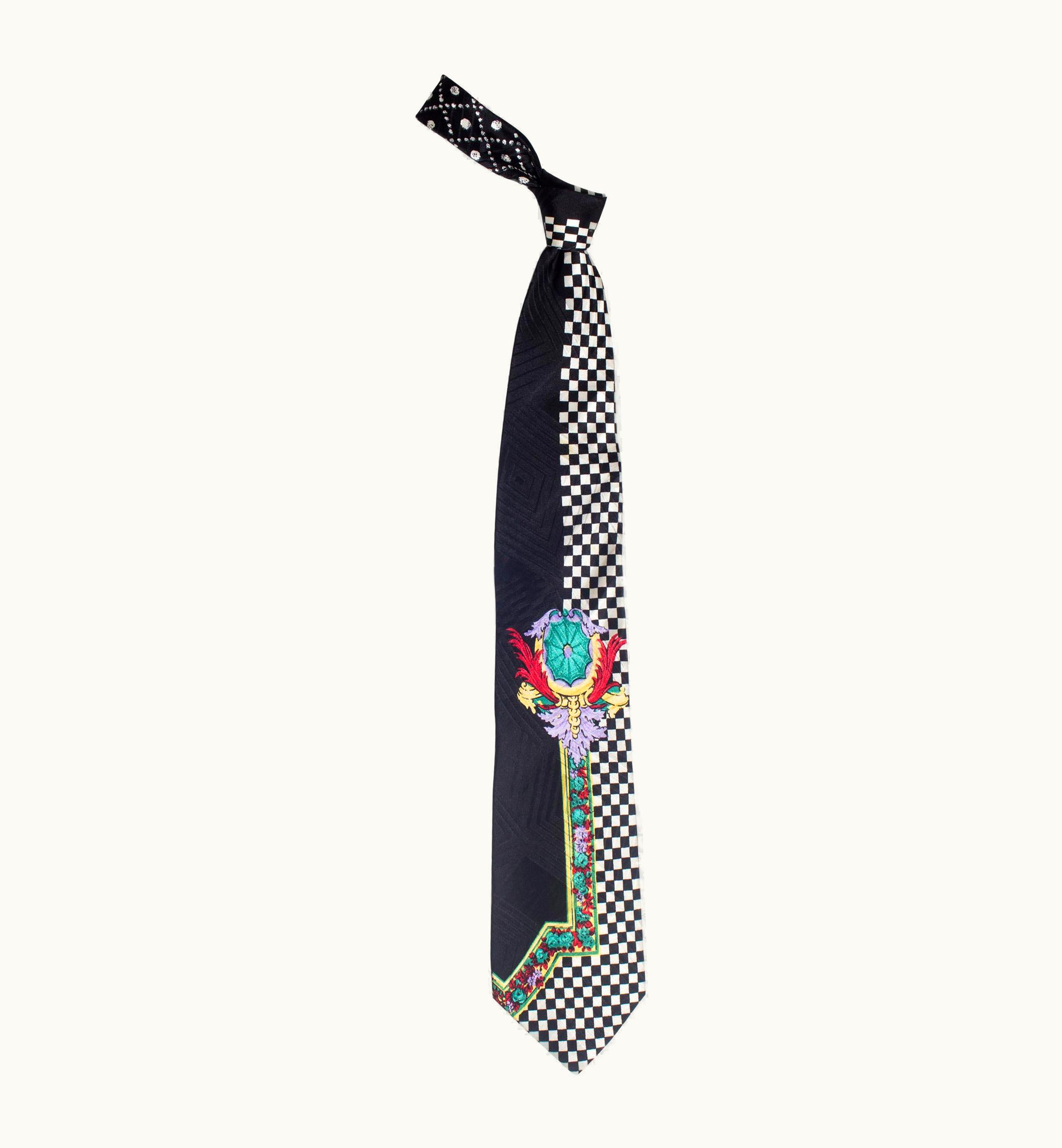 Gianni Versace Couture 1990s Gianni Versace Op-Art Baroque Silk Mens Tie