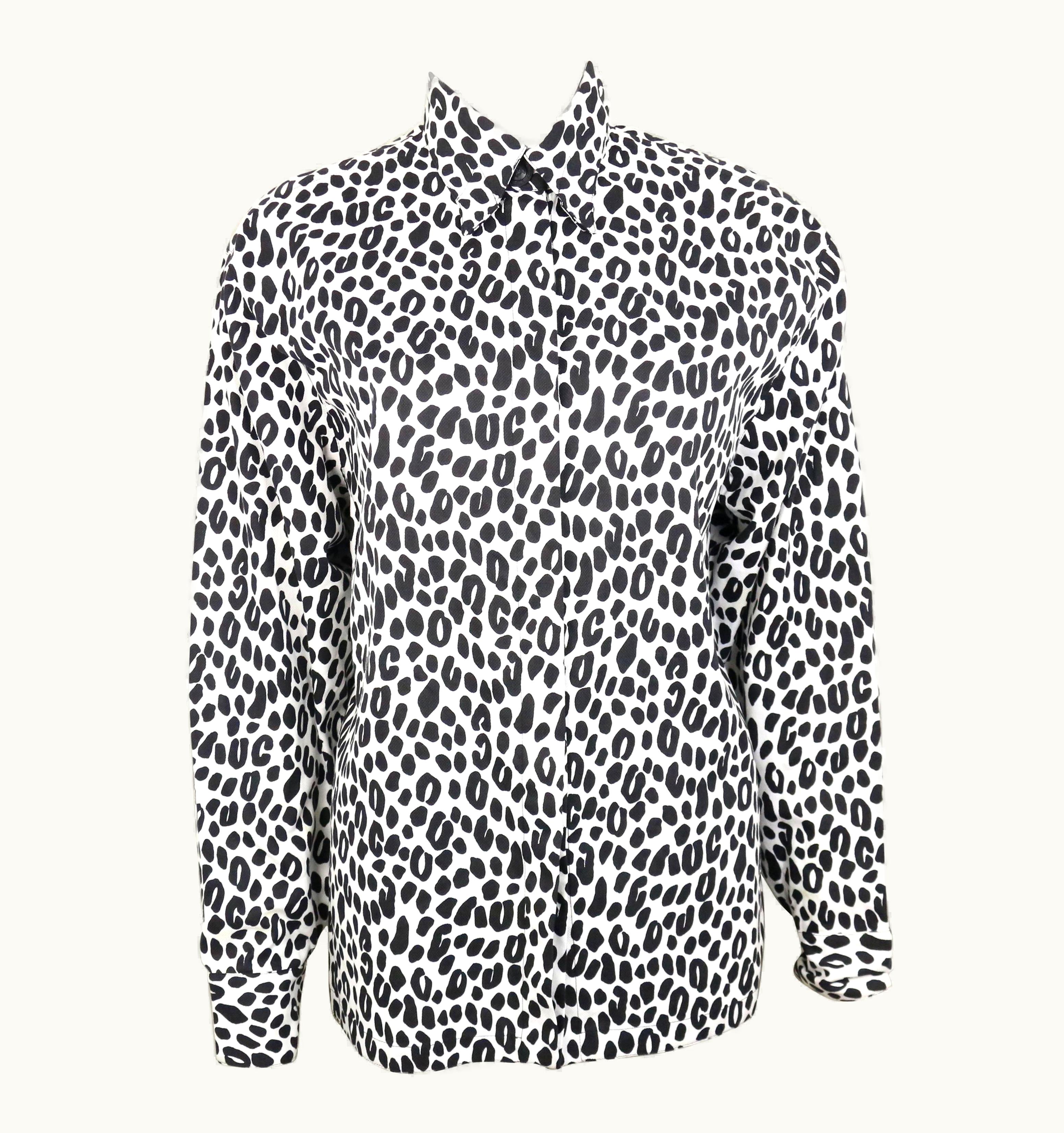 Gianni Versace Couture Gianni Versace Couture White And Black Dalmatian Print Cotton Shirt