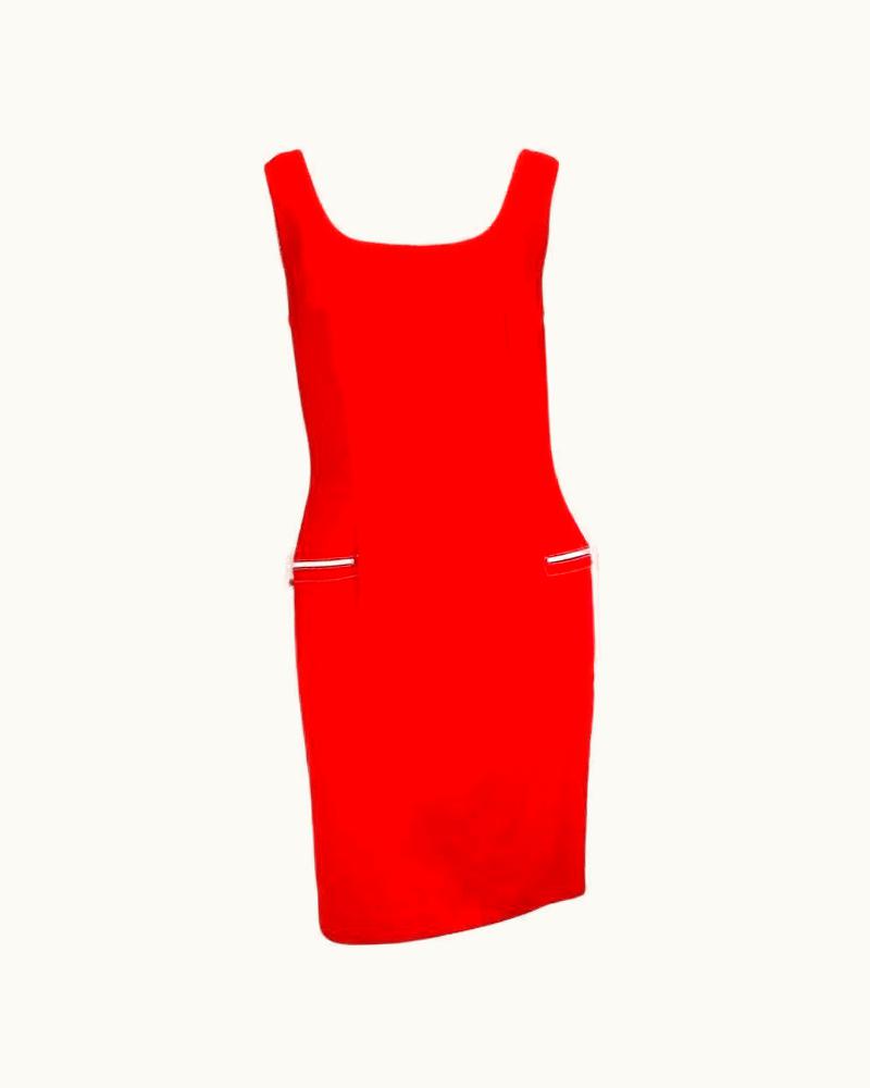 Gianni Versace Couture 1996 Gianni Versace Couture Red Zip Medusa Dress