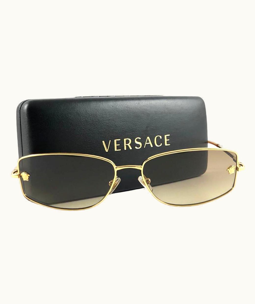 Versace Vintage Versace Mod N33 Rectangular Gold Frame Sunglasses 90' Made In Italy Y2k