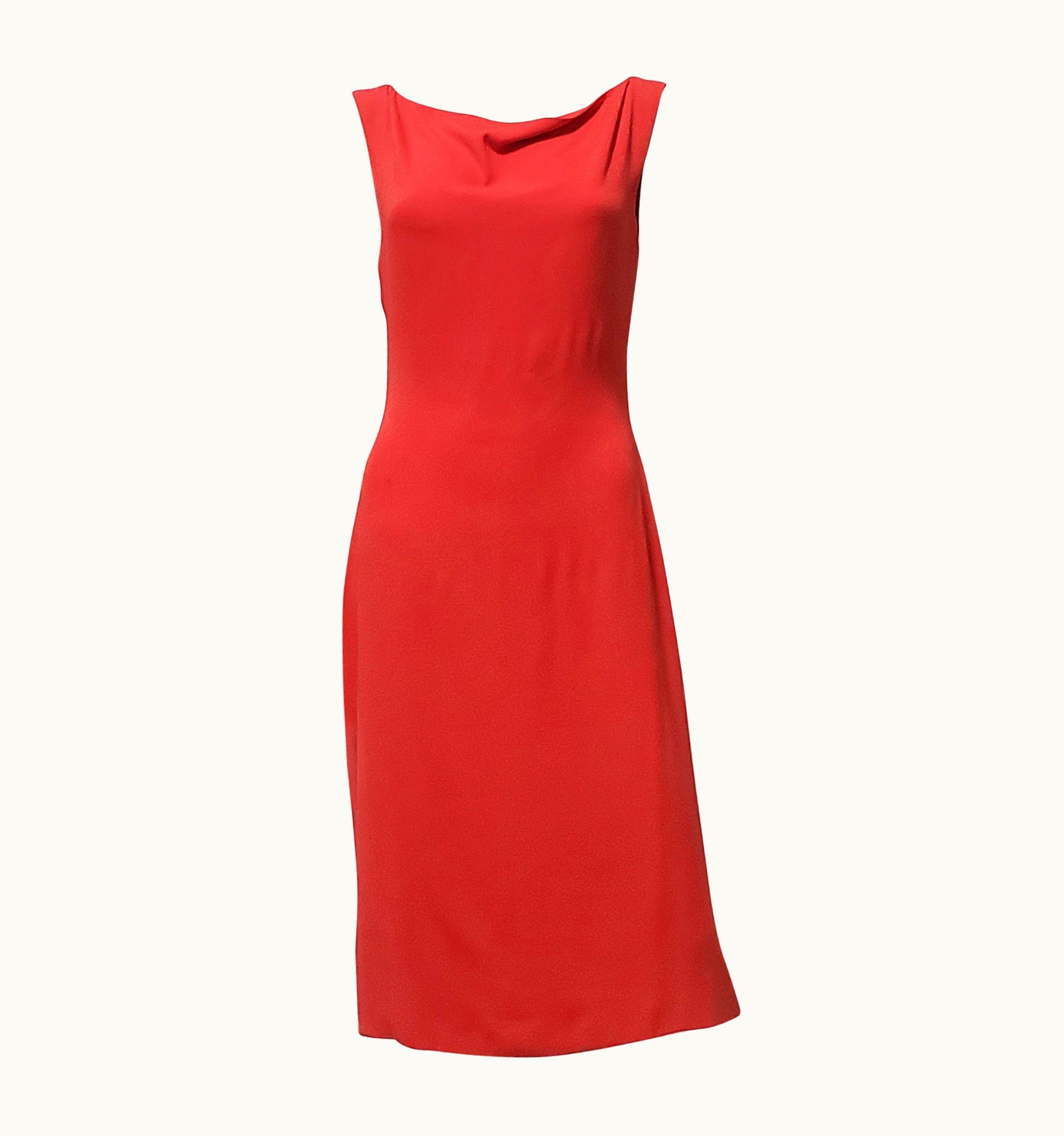 Gianni Versace Couture 1998 Vintage Gianni Versace Couture Red Silk Dress It