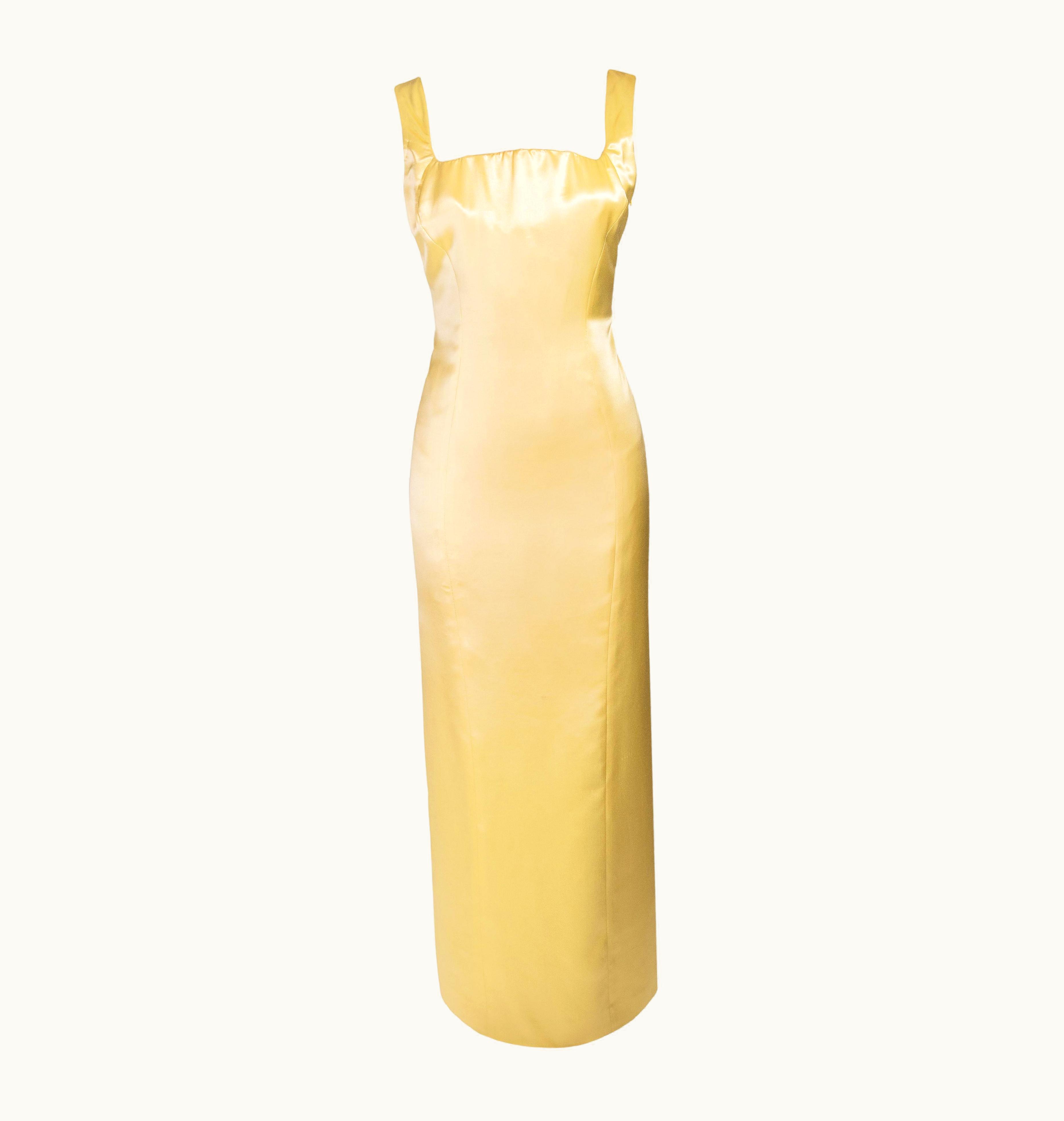 Gianni Versace Couture AW 1995 Gianni Versace Yellow Silk Gown With Curved Bust