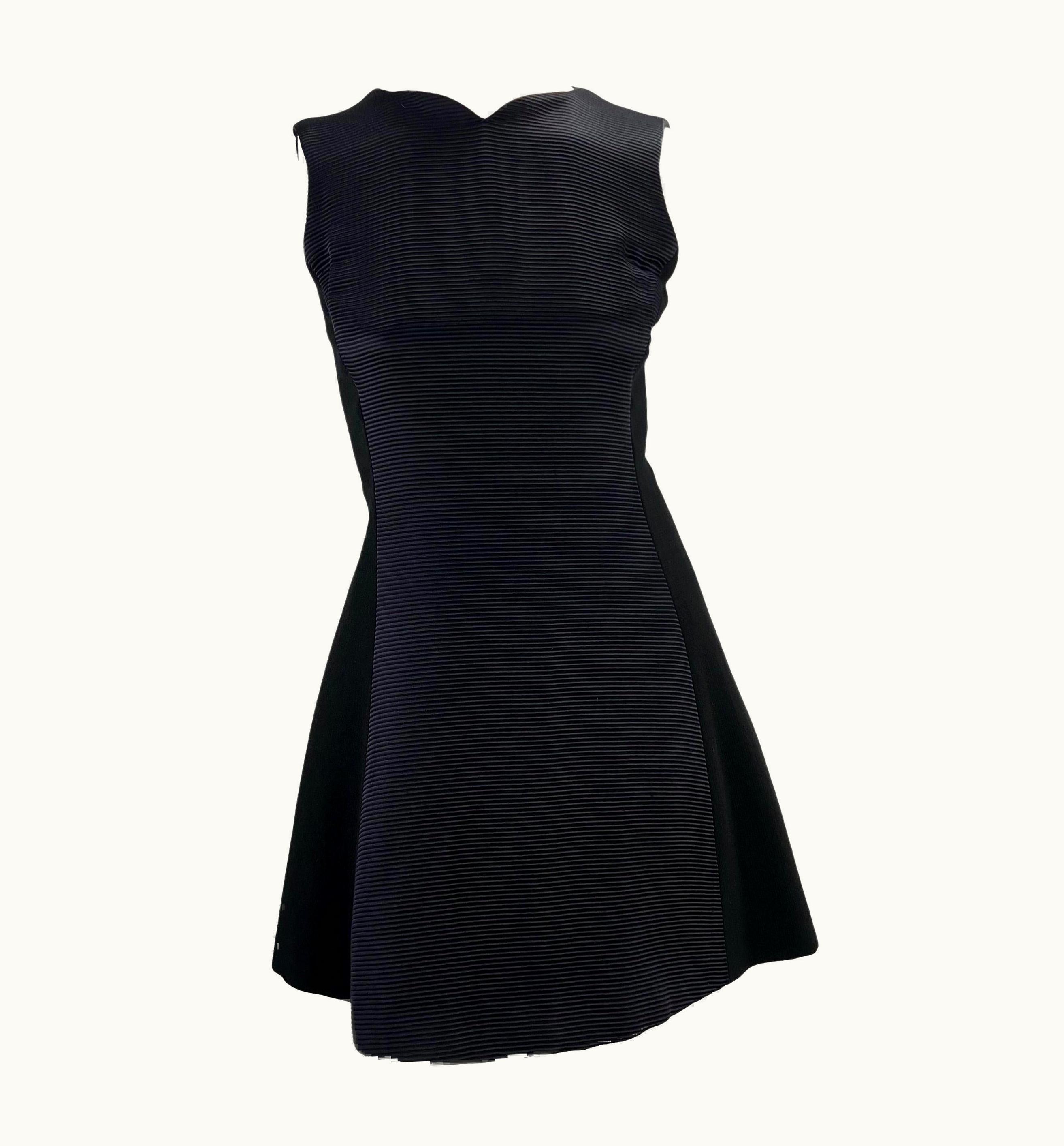 Gianni Versace Couture AW 1991 Gianni Versace Couture Black Wool Silk Flare A-Line Mini Dress