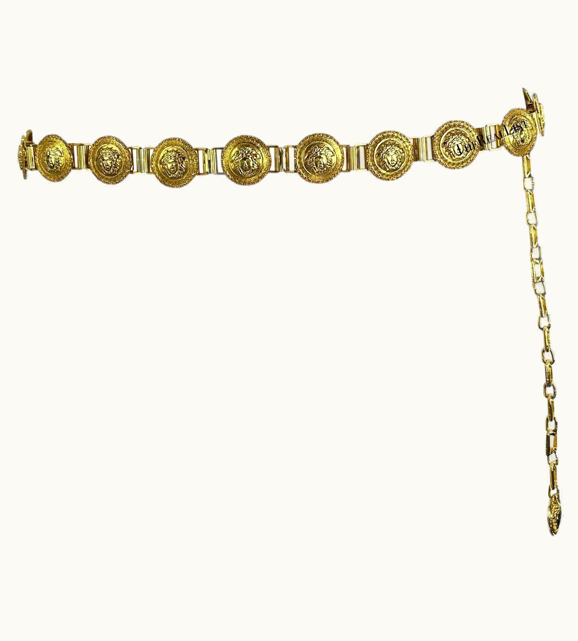 Gianni Versace Couture S/S 1992 Gianni Versace Runway Gold Tone Medusa Medallion Chain Belt