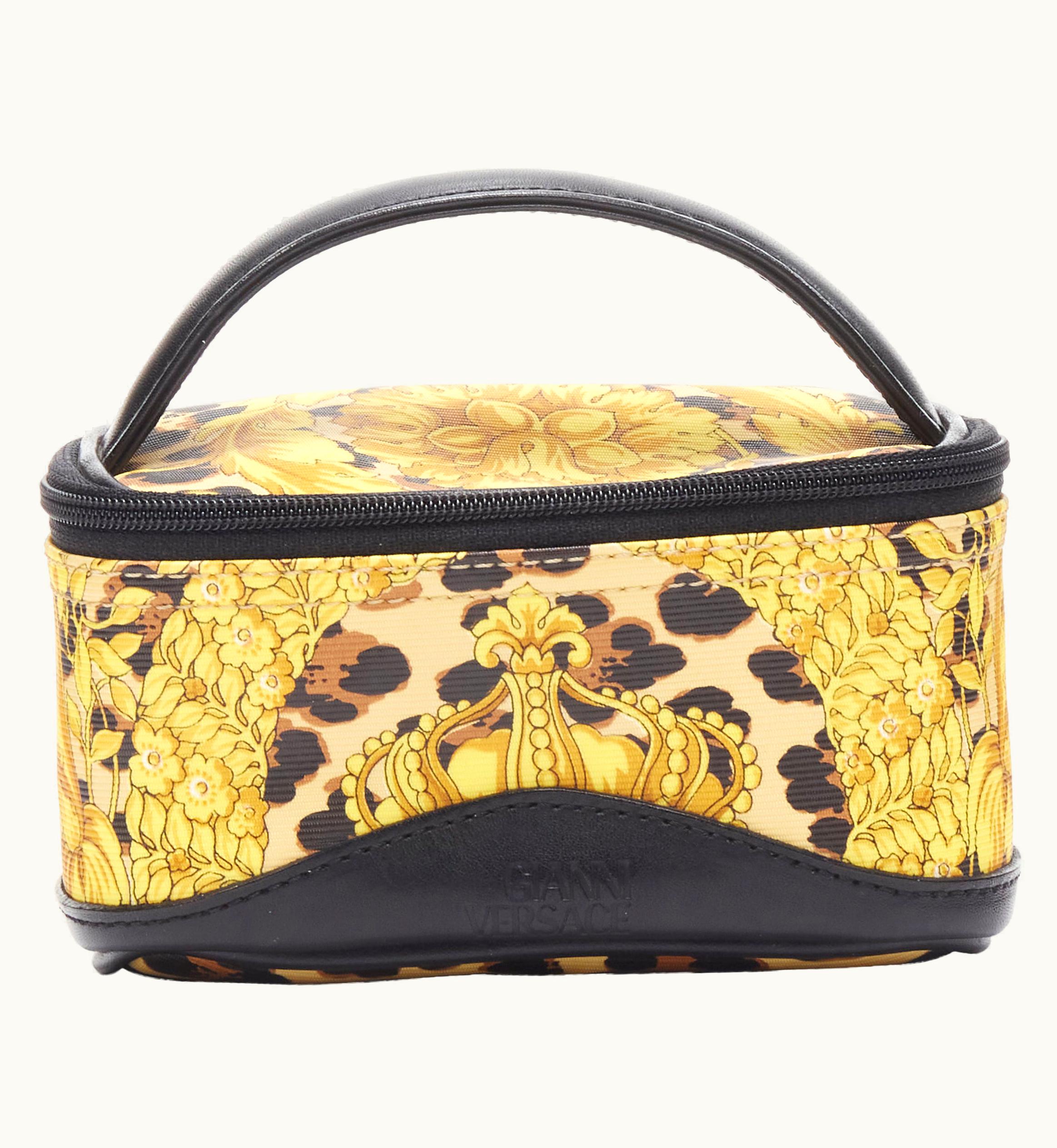 Gianni Versace Couture Gianni Versace Gold Barocco Baroque Leopard Print Leather Top Handle Micro Bag