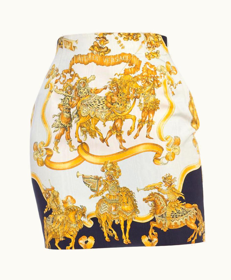 Gianni Versace Couture 1990s Gianni Versace Silk Ottoman Atelier Baroque Print Skirt
