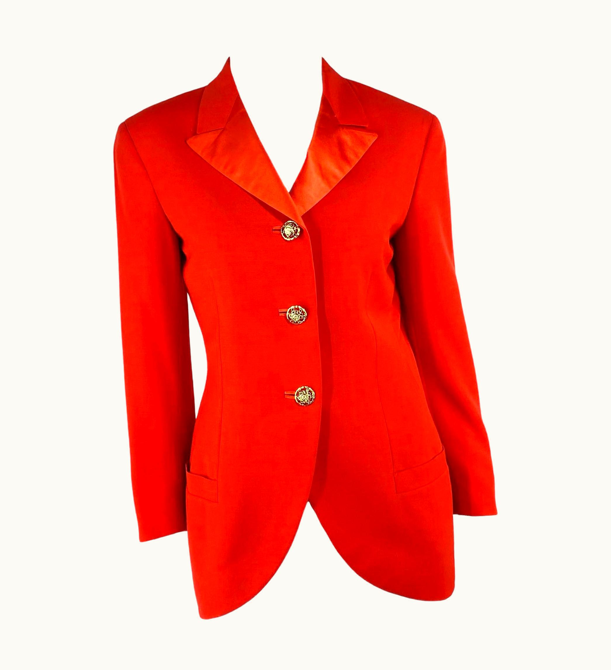 Gianni Versace Couture AW 1992 Gianni Versace Couture Bondage (Miss &m) Runway Collection Red Blazer