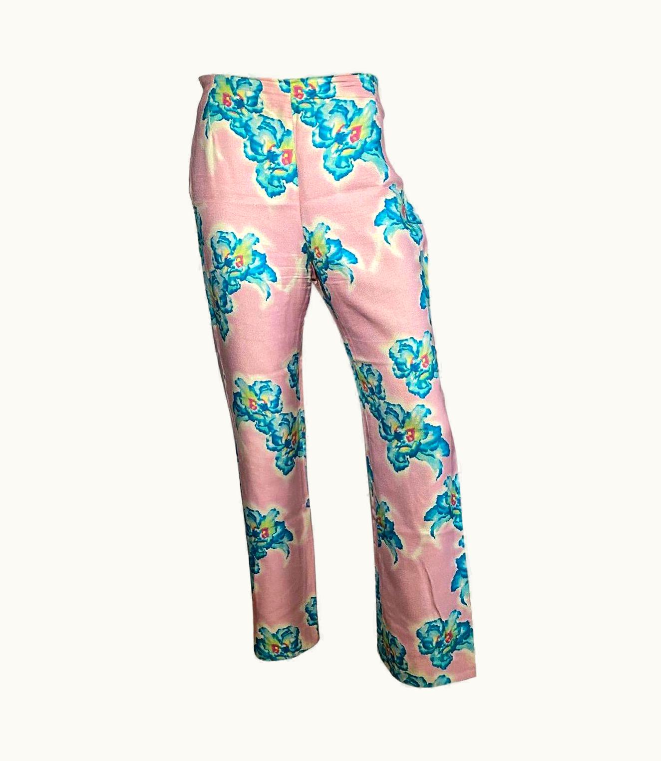 Gianni Versace Couture Gianni Versace Spring/Summer 1999 Runway Pink Floral Pants
