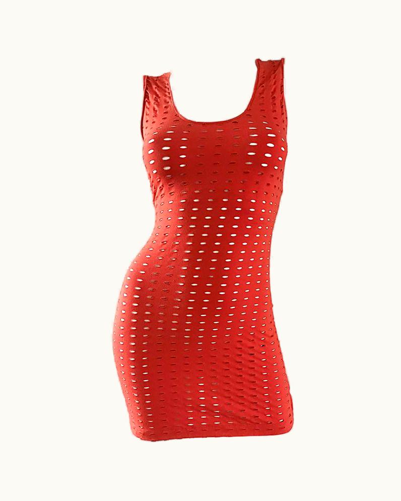 Gianni Versace Couture 1990s Gianni Versace Couture Red Cut - Out Sexy Bodycon 90s Vintage Mini Dress