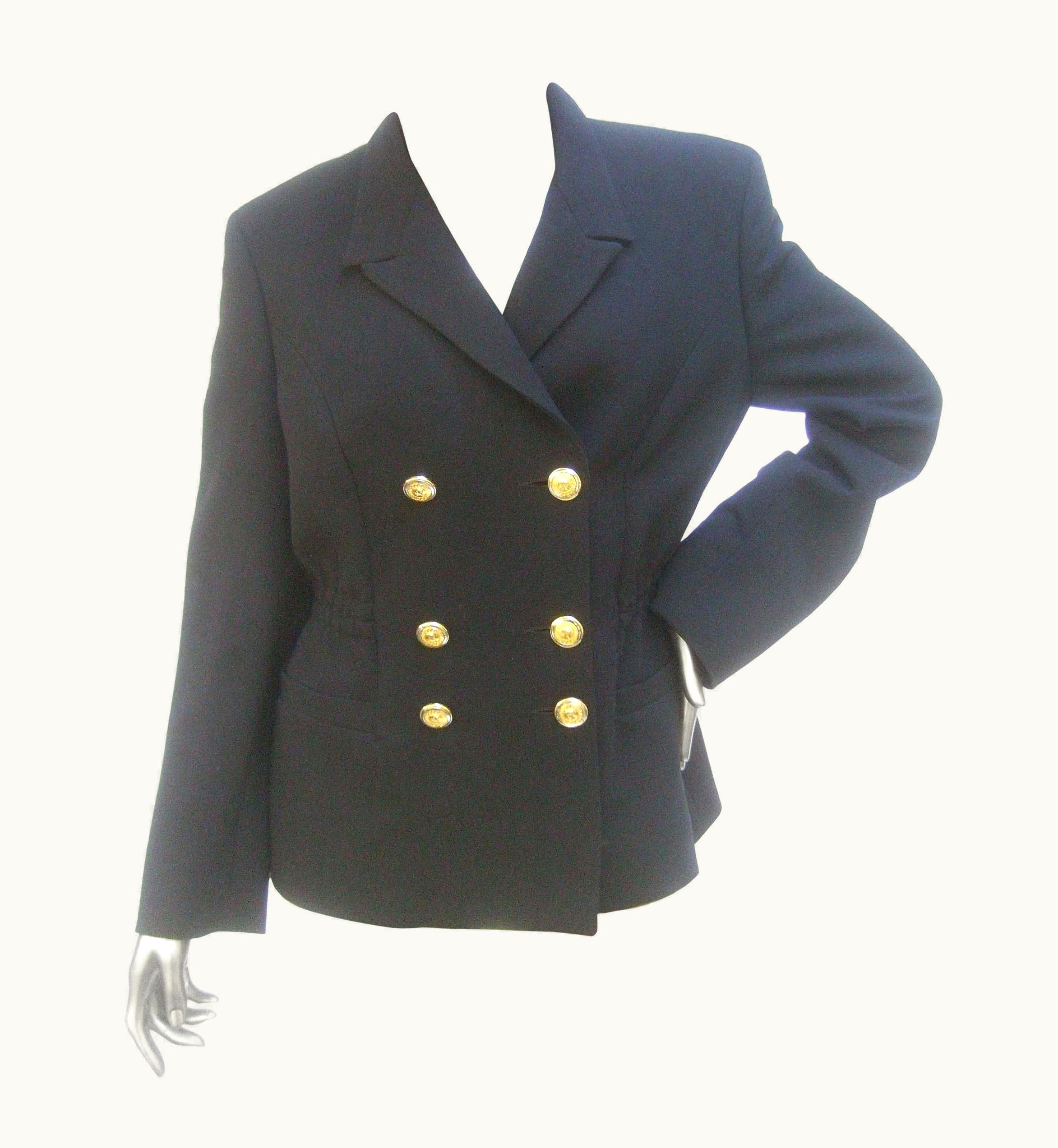 Versace Versace Versus Black Wool Military Style Jacket Circa 1990s