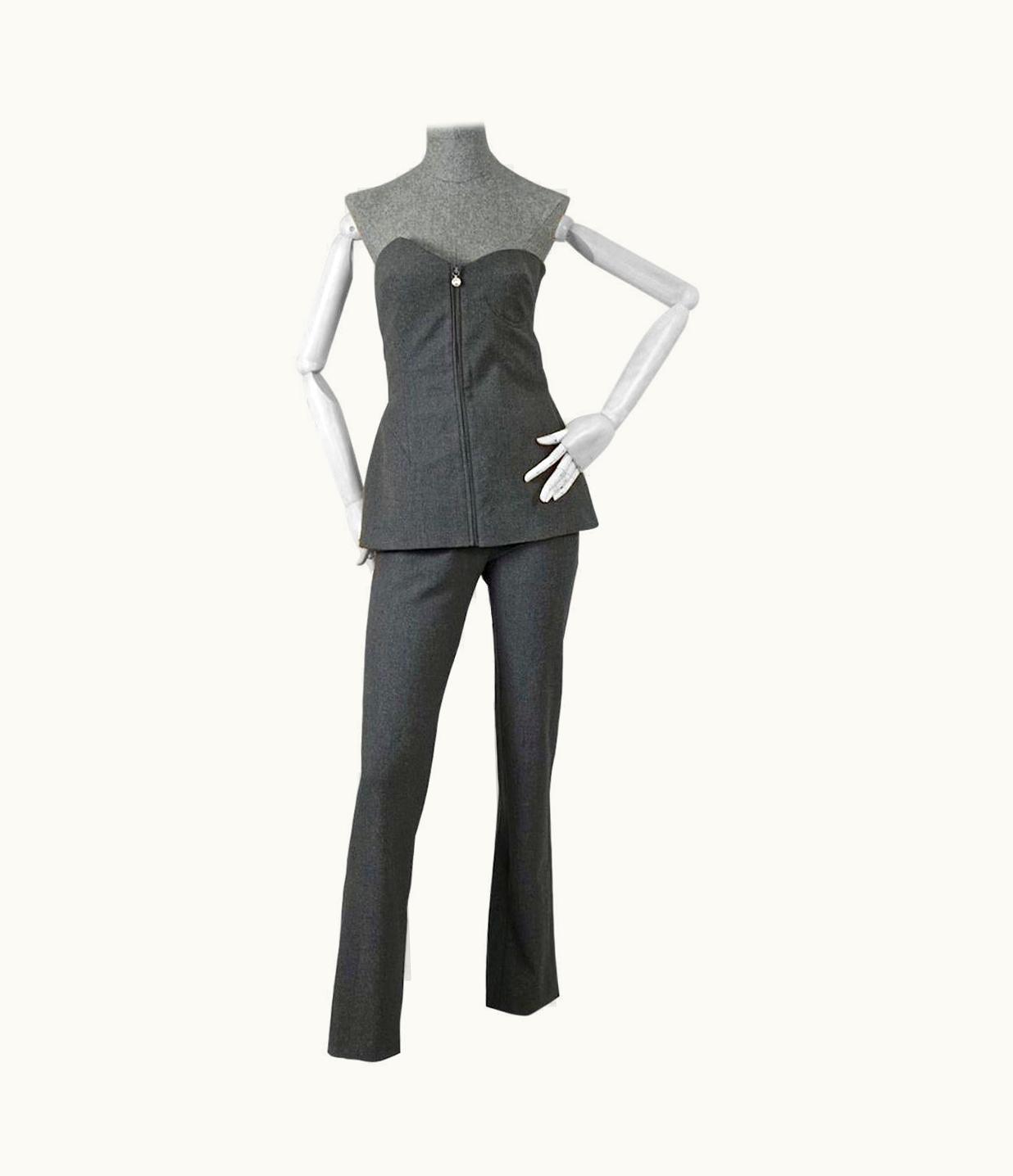Gianni Versace Couture Vintage Gianni Versace Asymmetric Bustier Tube Top Pants Trouser Suit