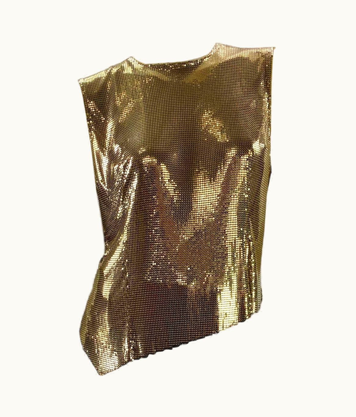 Gianni Versace Couture AW 1994 Vintage Gianni Versace Couture Gold Metal Mesh Oroton Top