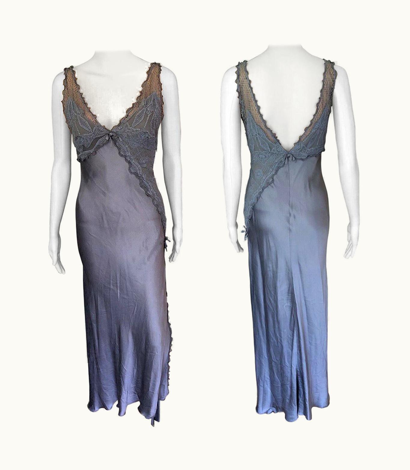 Gianni Versace Couture Gianni Versace S/S 1997 Runway Vintage Satin Lace Embroidered Gown