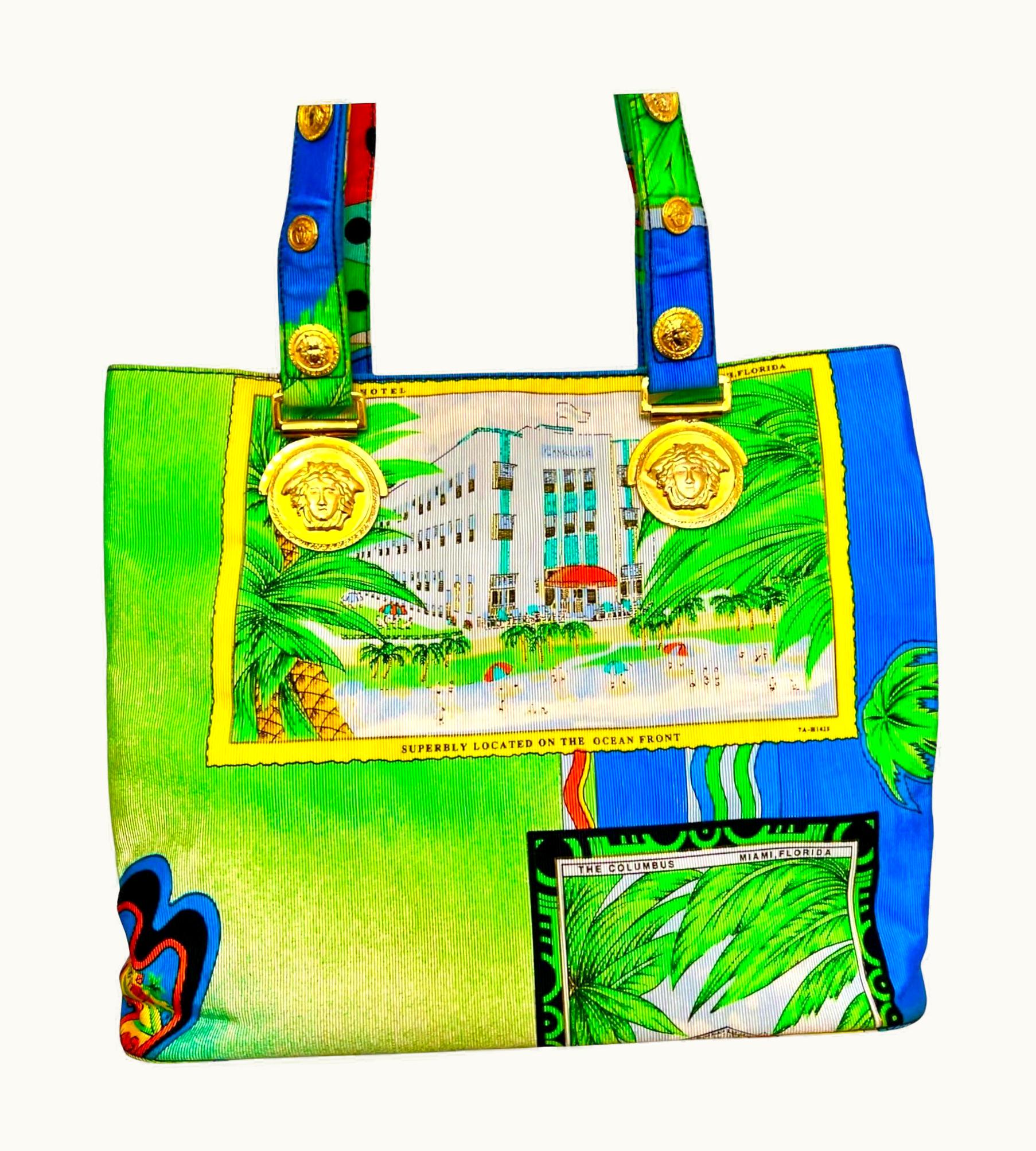Gianni Versace Couture Gianni Versace Couture Miami Large Bag Vintage Beach Print 1993