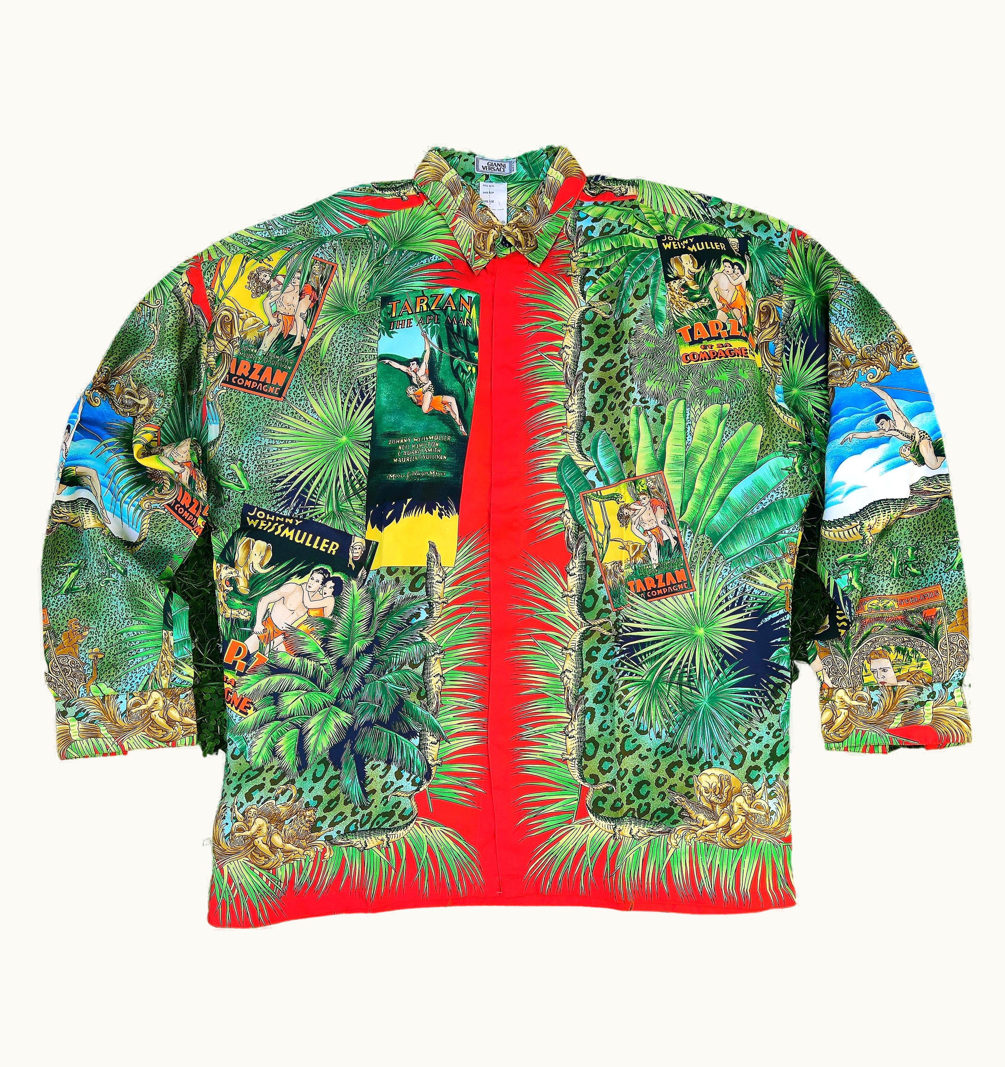 Gianni Versace Couture Gianni Versace Tarzan Baroque Movie Medusa 90s 1993 S/S Couture Silk Shirt