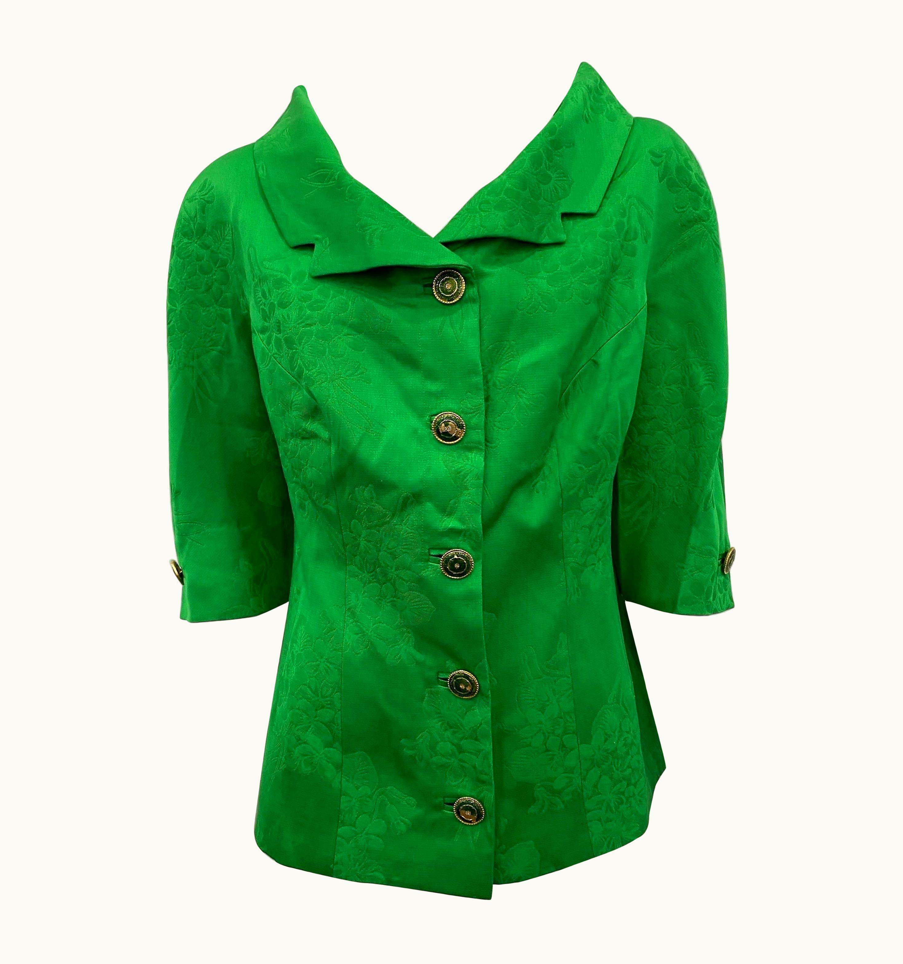 Gianni Versace Couture Gianni Versace Versatile Vintage Green Damask Silk Jacket