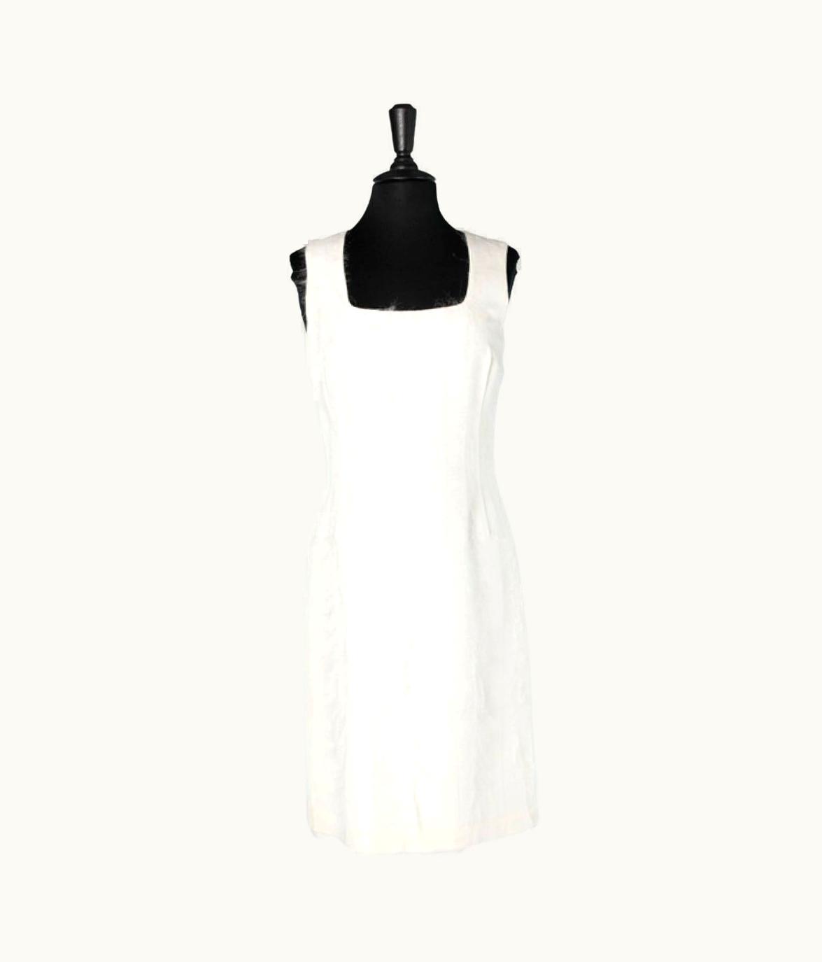 Versace White Sleeveless Cocktail Dress With Iridescent Thread Versace Jeans Couture