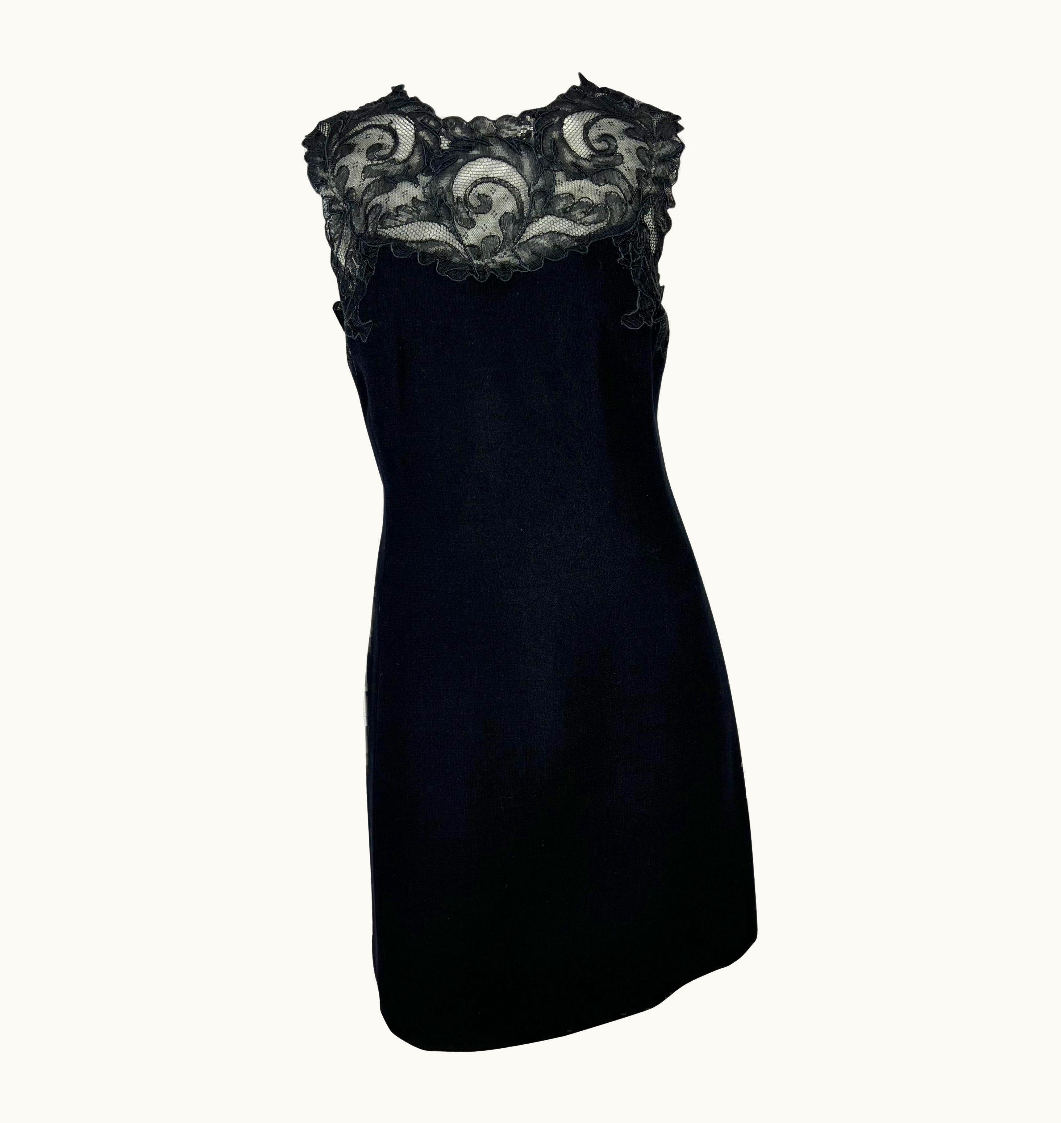 Gianni Versace Couture AW 1996 Gianni Versace Couture Black Lace Bust Wool Stretch Dress