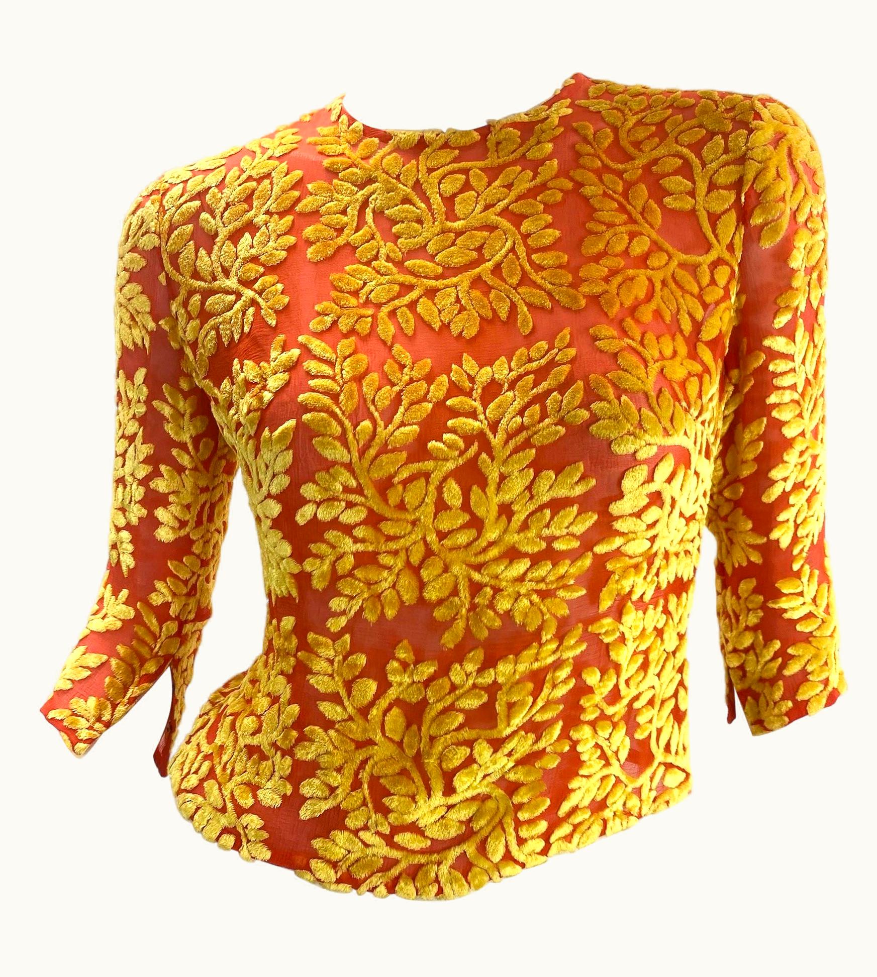 Gianni Versace Couture S/S 1997 Vintage Gianni Versace Couture Floral Devore Velvet Shirt