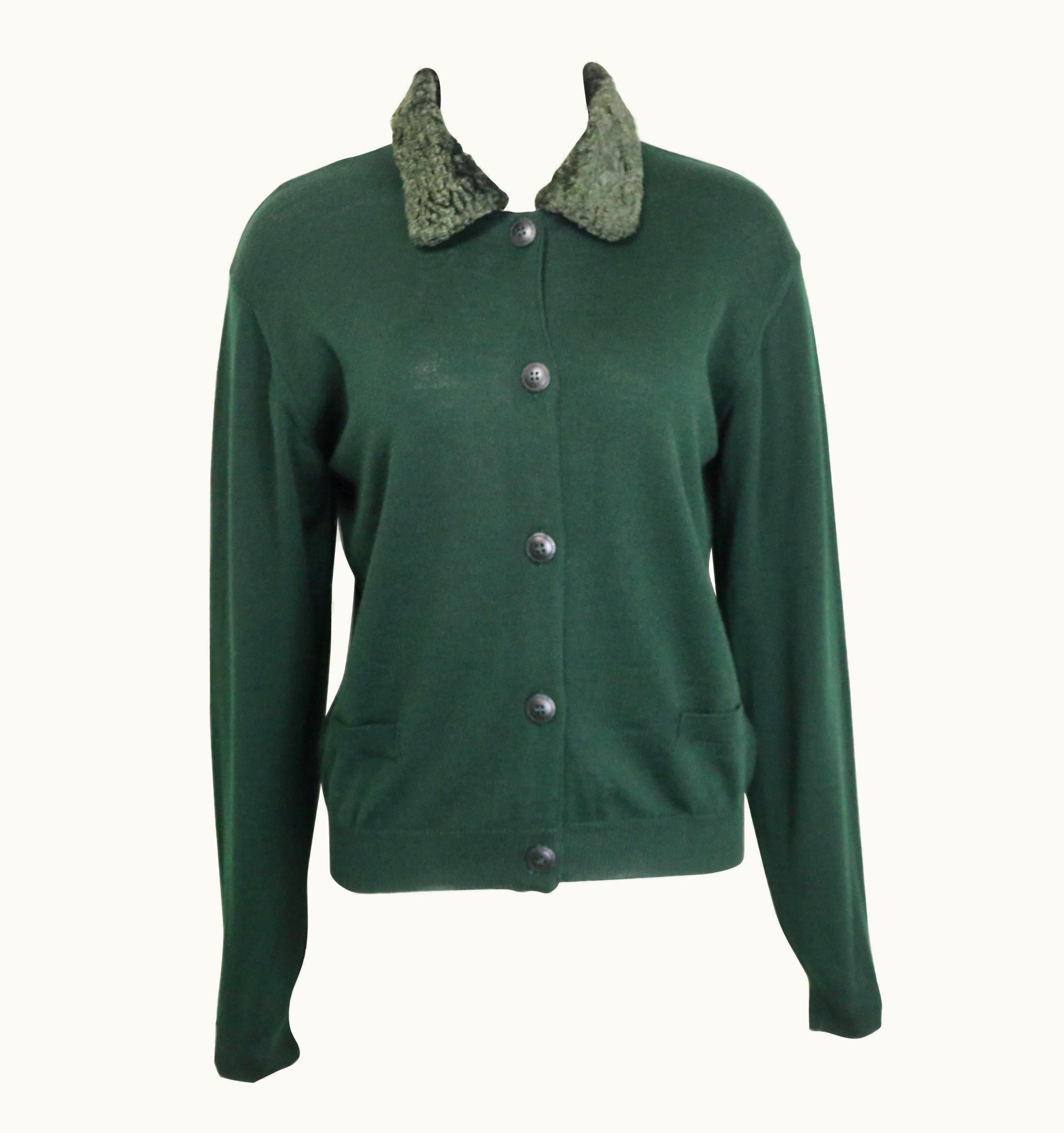 Gianni Versace Couture Vintage Gianni Versace Jeans Couture Green Wool Cardigan