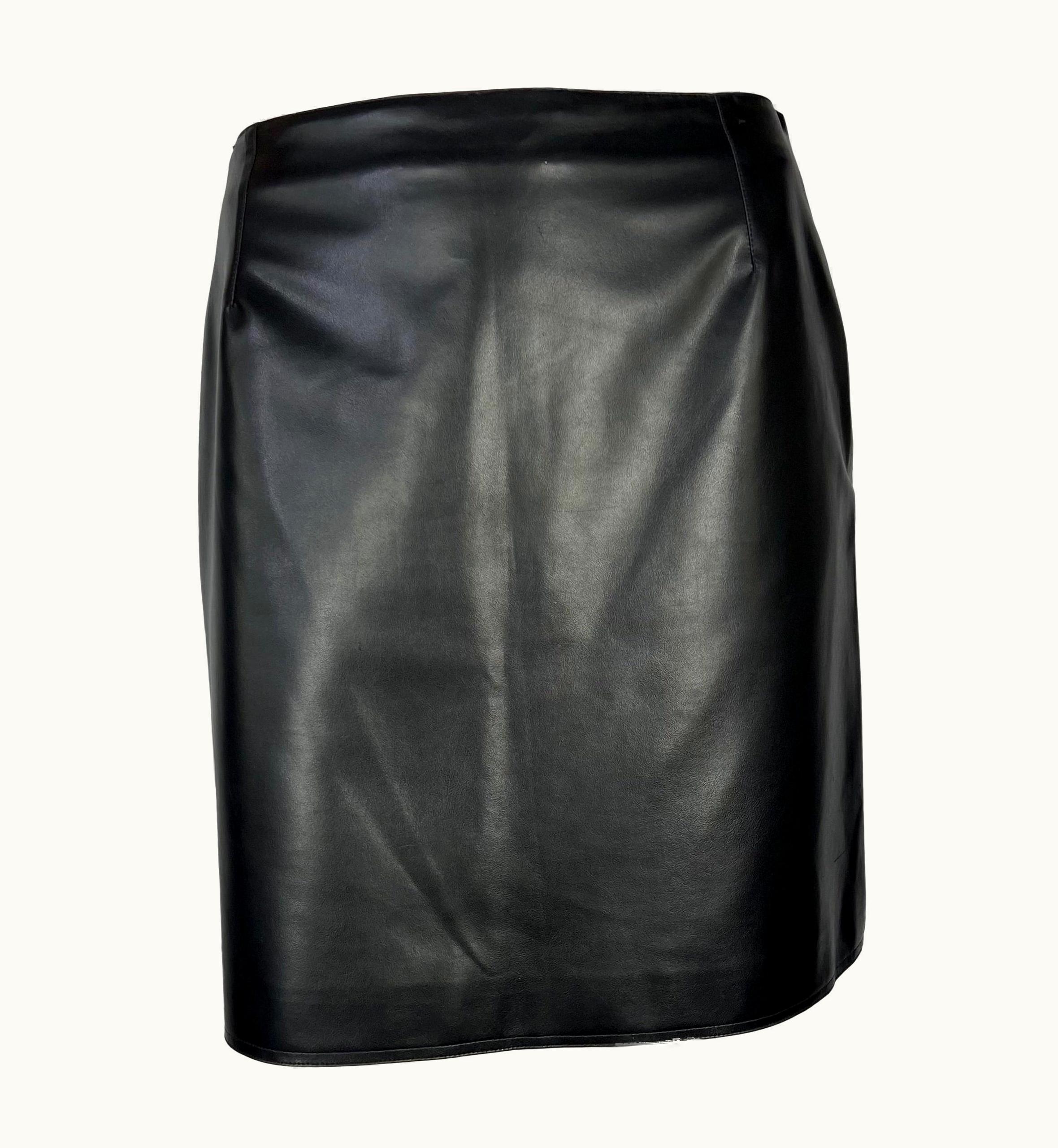 Gianni Versace Couture 1996 Gianni Versace Couture Black Vegan Leather Mini Skirt