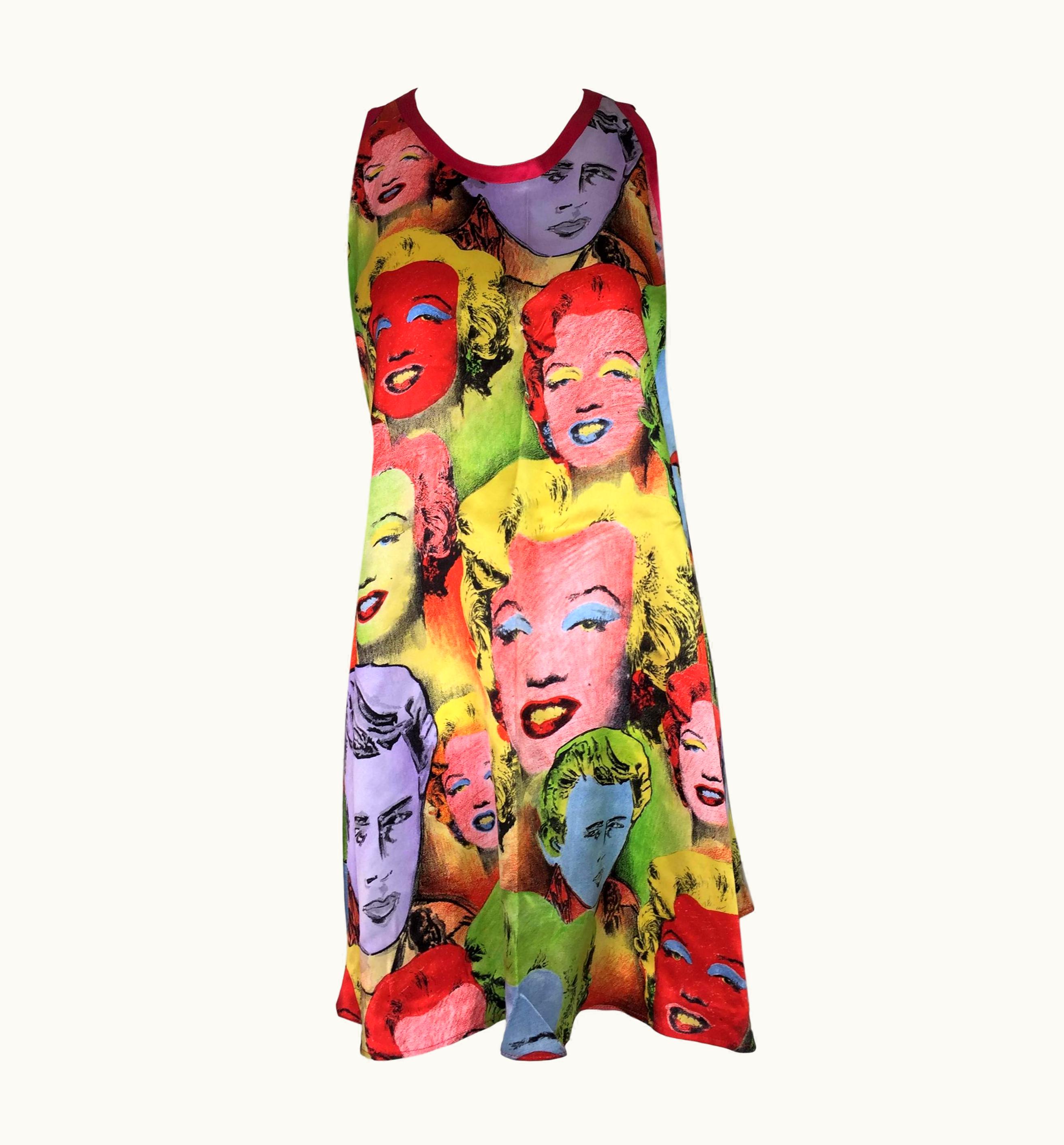 Gianni Versace Couture S/S 1991 Gianni Versace Marilyn Monroe James Dean Silk Mod Micro Mini Dress
