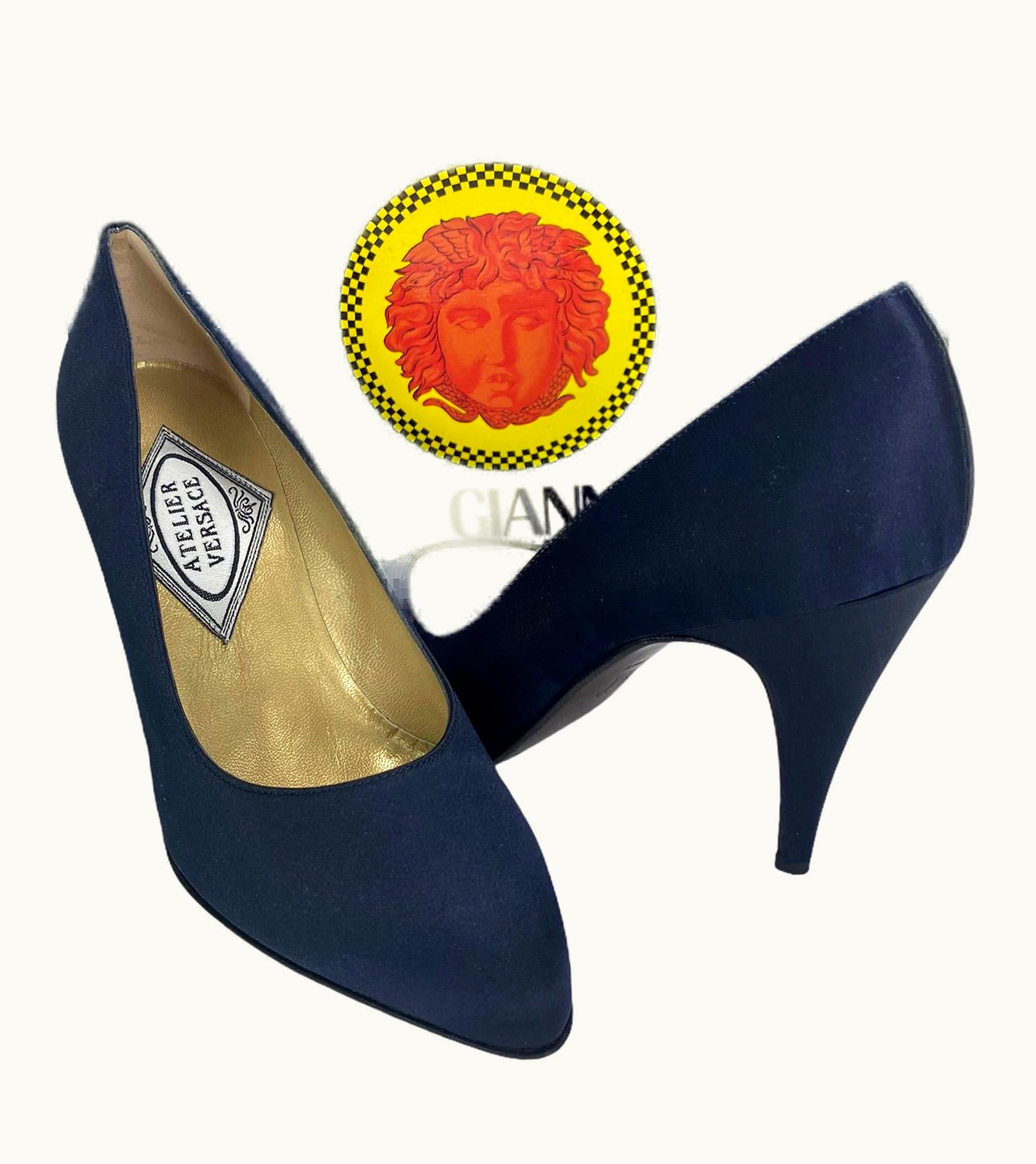Versace 1991 Vintage Versace Atelier Black Satin Shoes