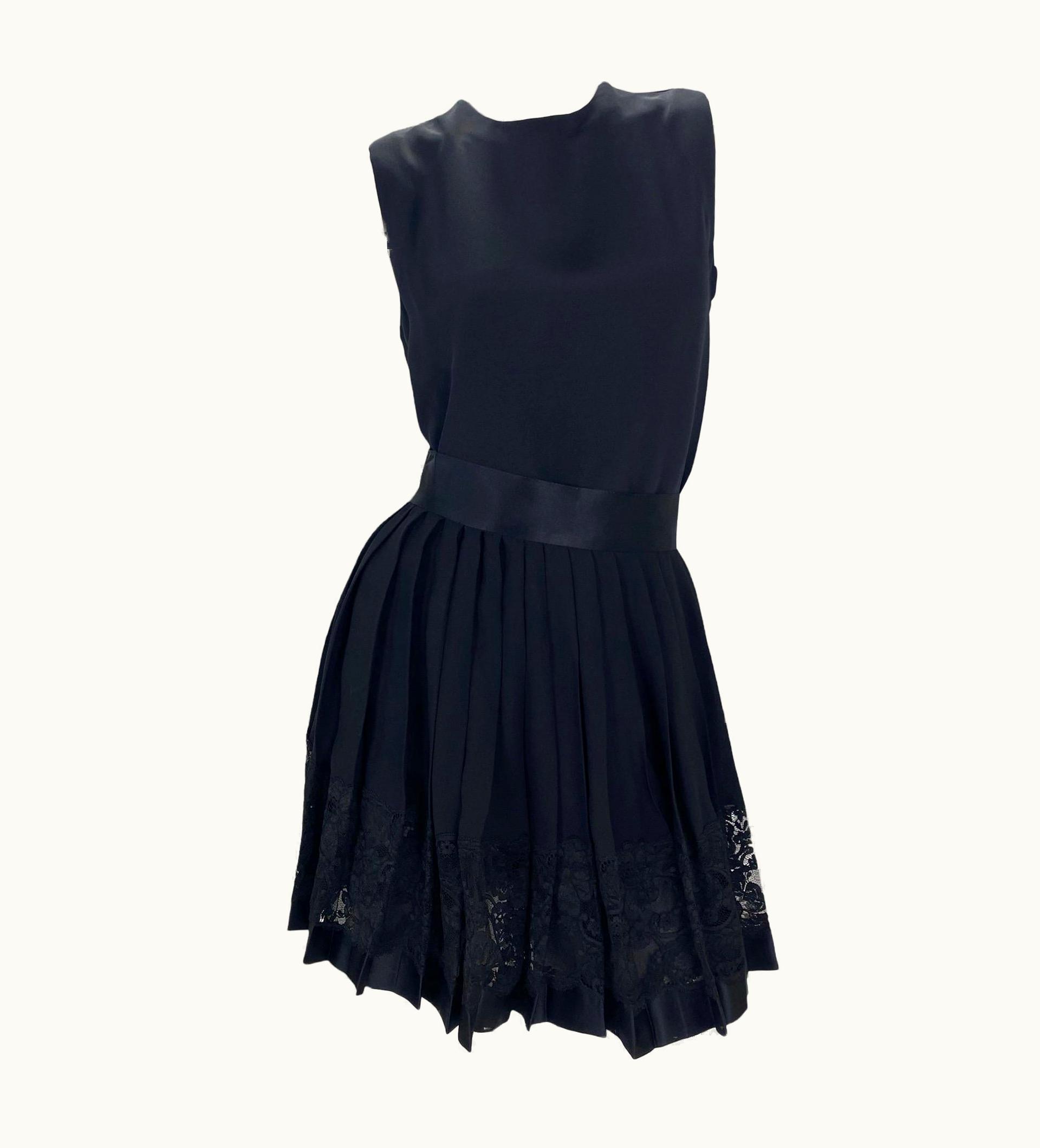 Versace 1991 Vintage Versace Atelier Black Silk Lace Mini Dress Skirt Set