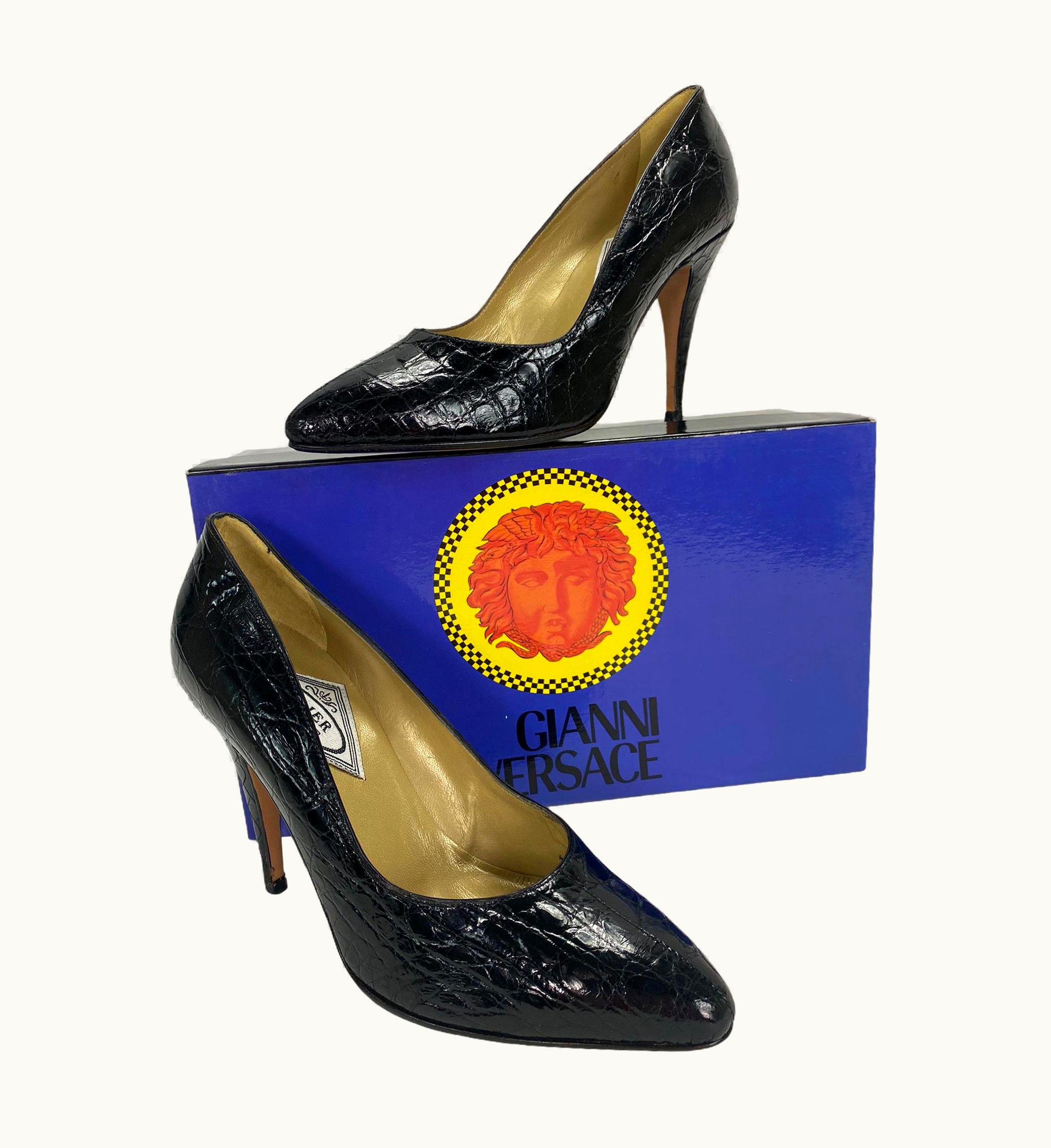Versace 1991 Vintage Versace Atelier Crocodile Shoes