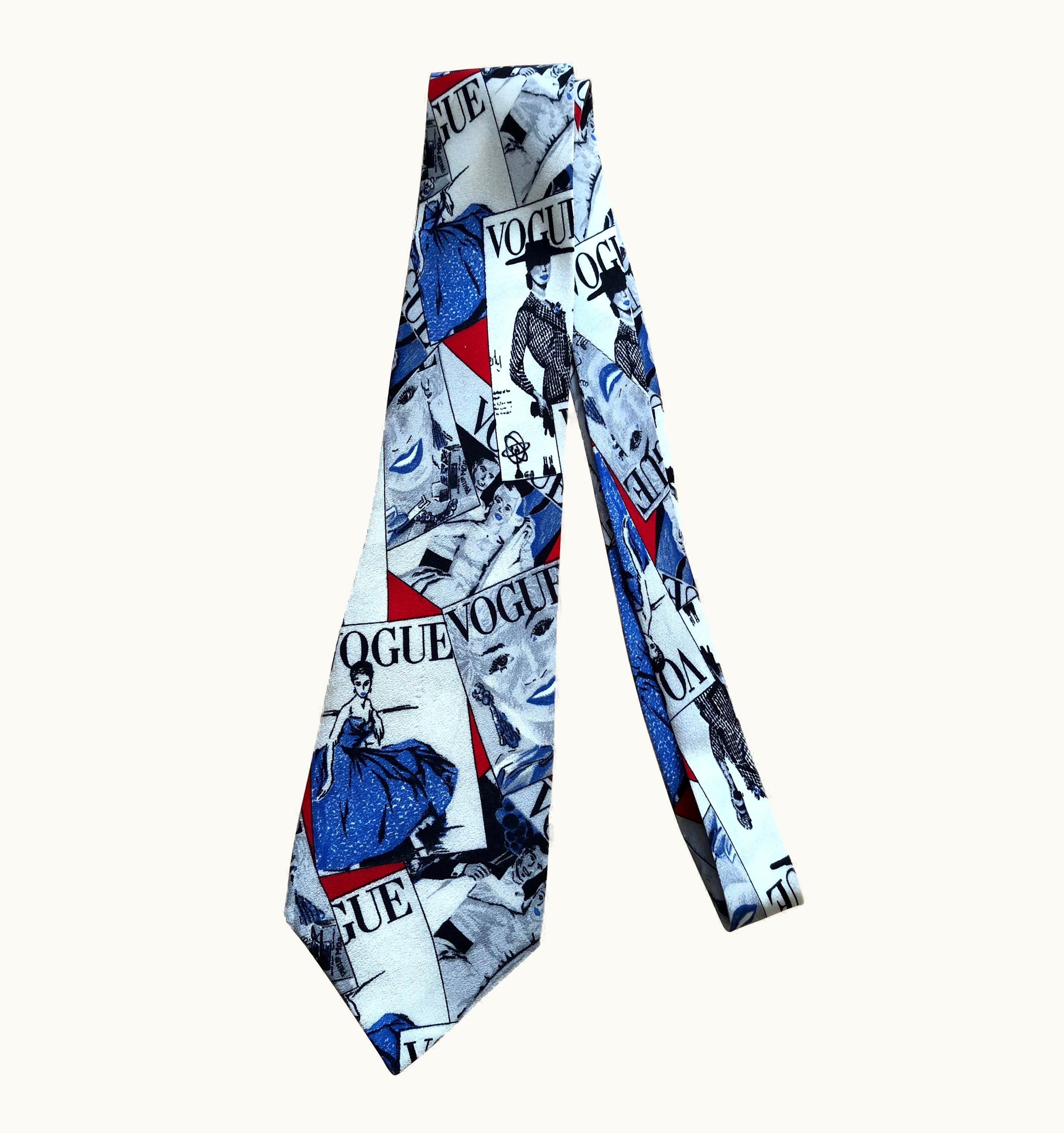 Gianni Versace Couture Gianni Versace Vogue Cover Print Silk Neck Tie 1991