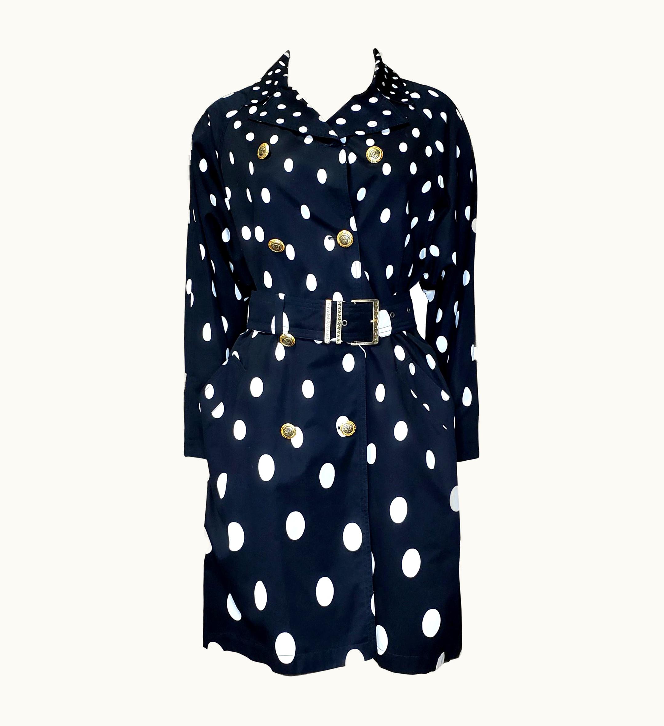 Gianni Versace Couture 1991 Vintage Gianni Versace Polka Dot Trench Coat
