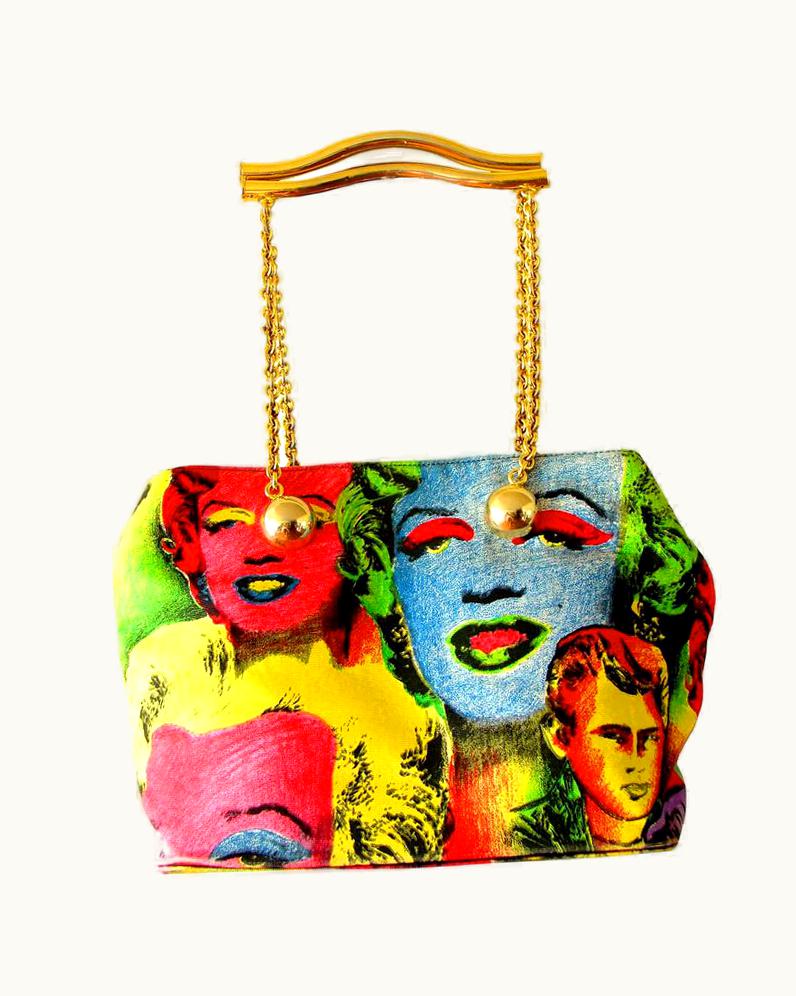 Versace Original Versace Couture Warhol Bag Pop Art Marilyn Monroe James Dean Rare 90s