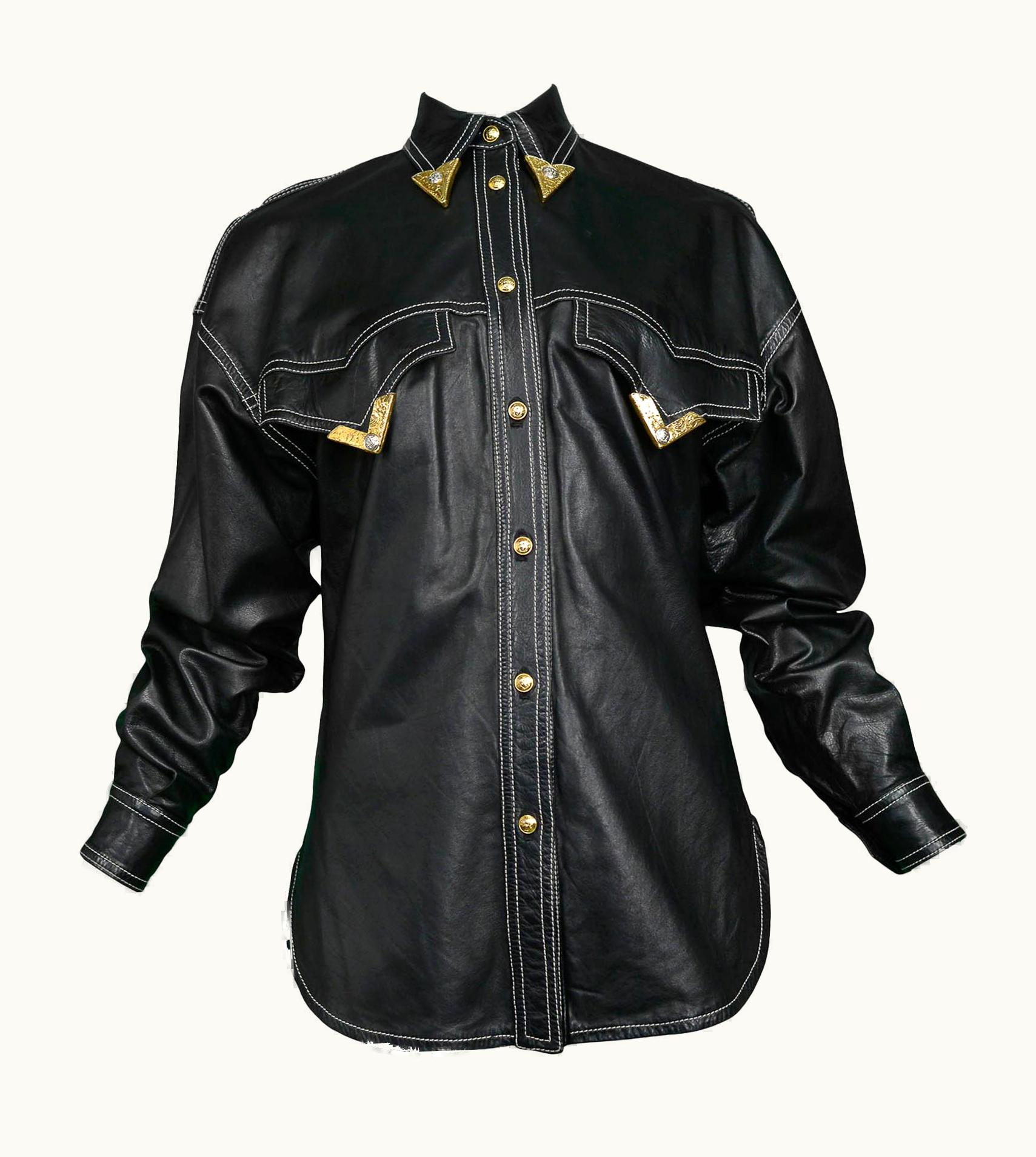 Gianni Versace Couture Vintage Gianni Versace AW 1991 Leather Western Shirt