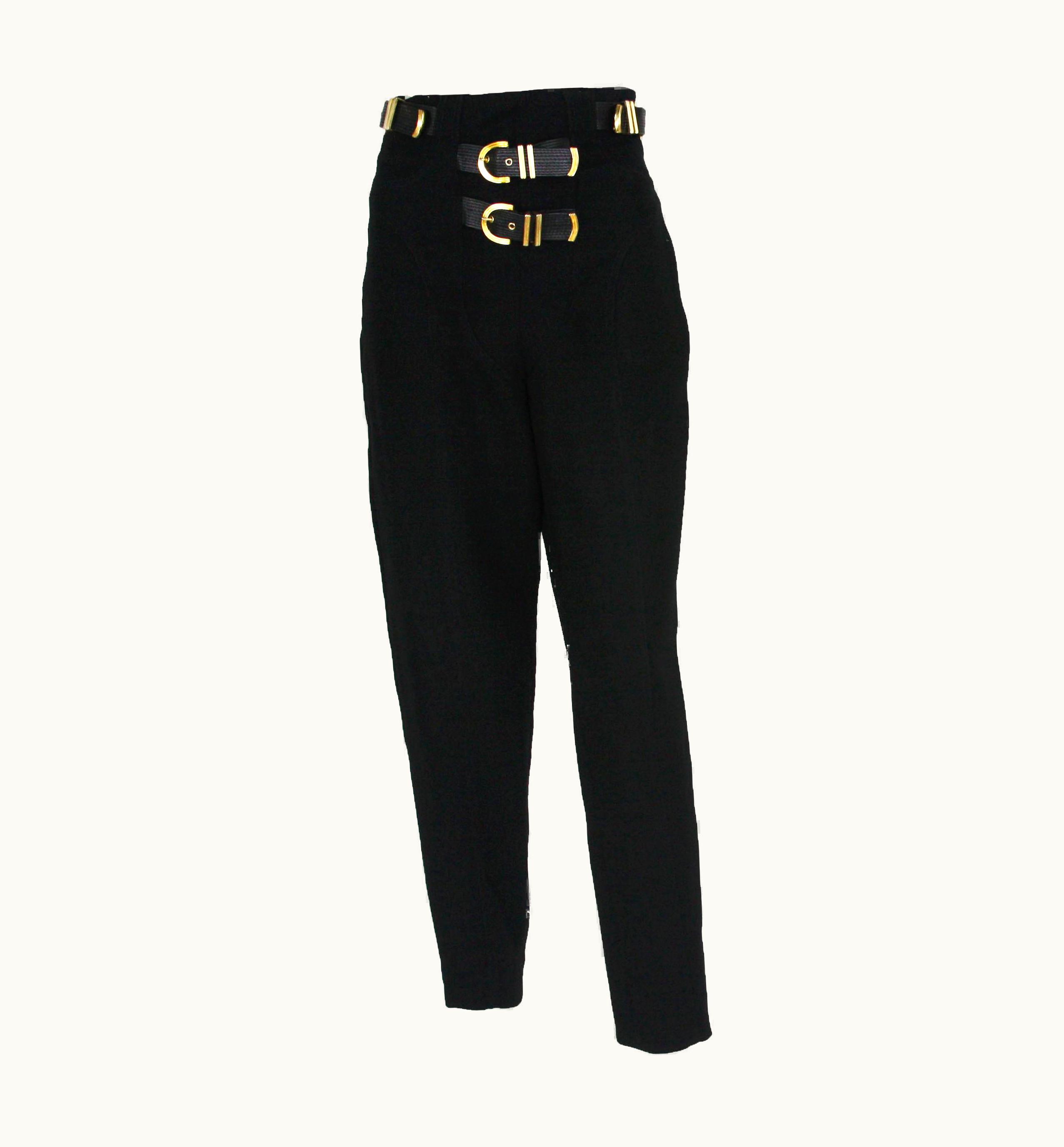Gianni Versace Couture AW 1992 Black Wool Bondage Pants It