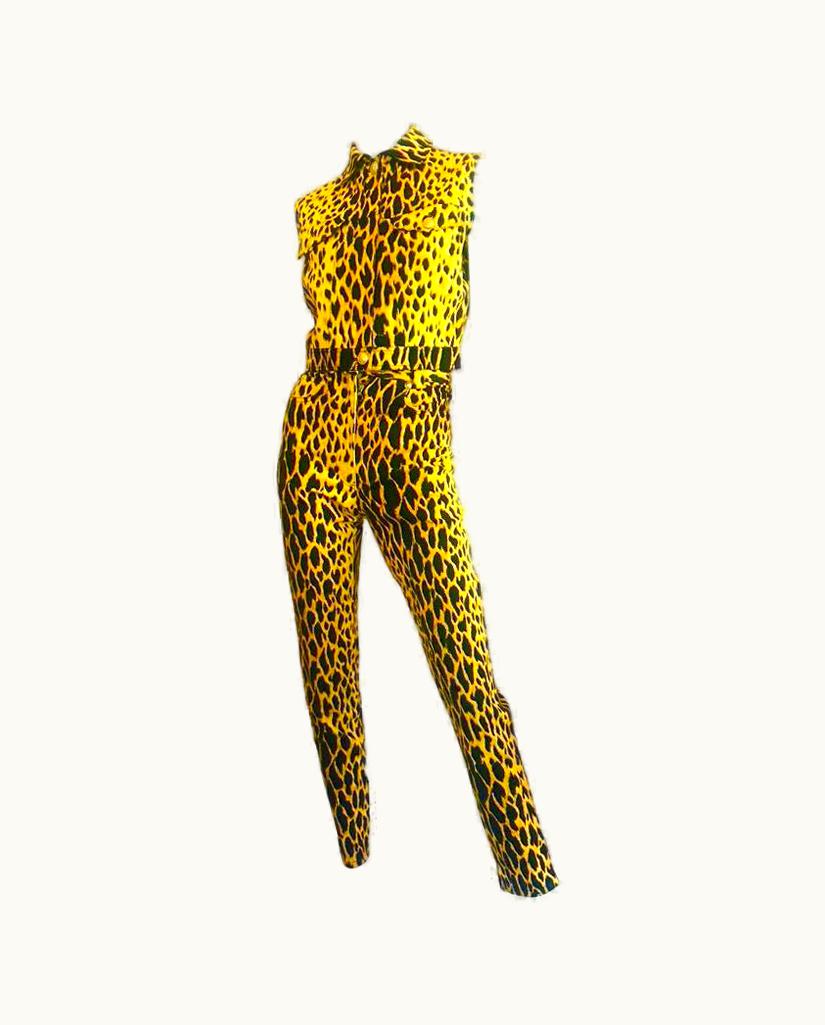 Gianni Versace Couture 1992 Gianni Versace Denim Leopard Vest And Jeans