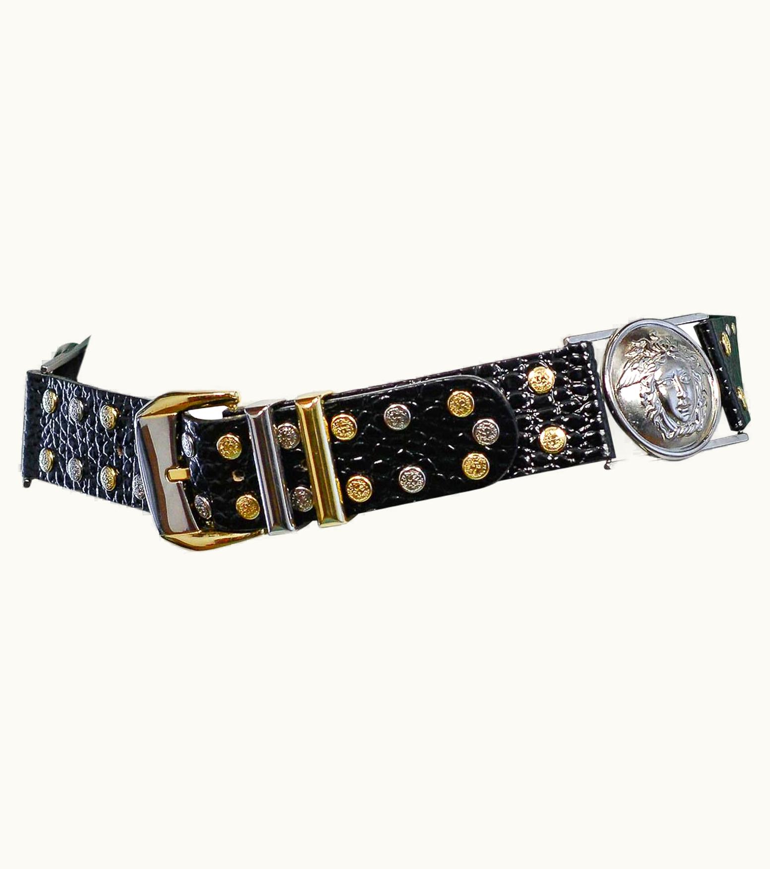 Gianni Versace Couture Vintage Gianni Versace 1992 Medusa & Embossed Leather Belt
