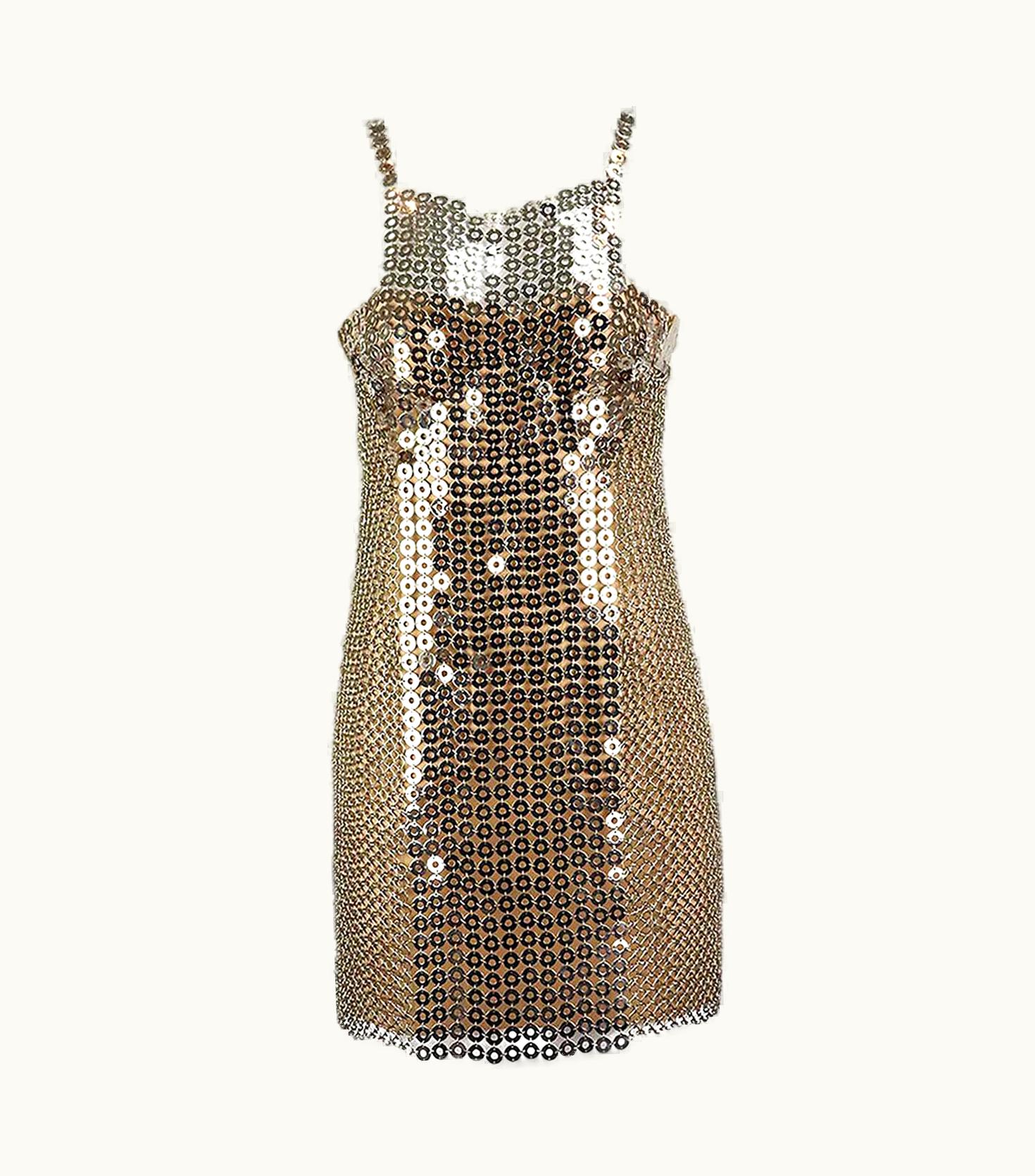 Versace 2012 Chainmail And Silk Satin Mini Dress It 38 Uk
