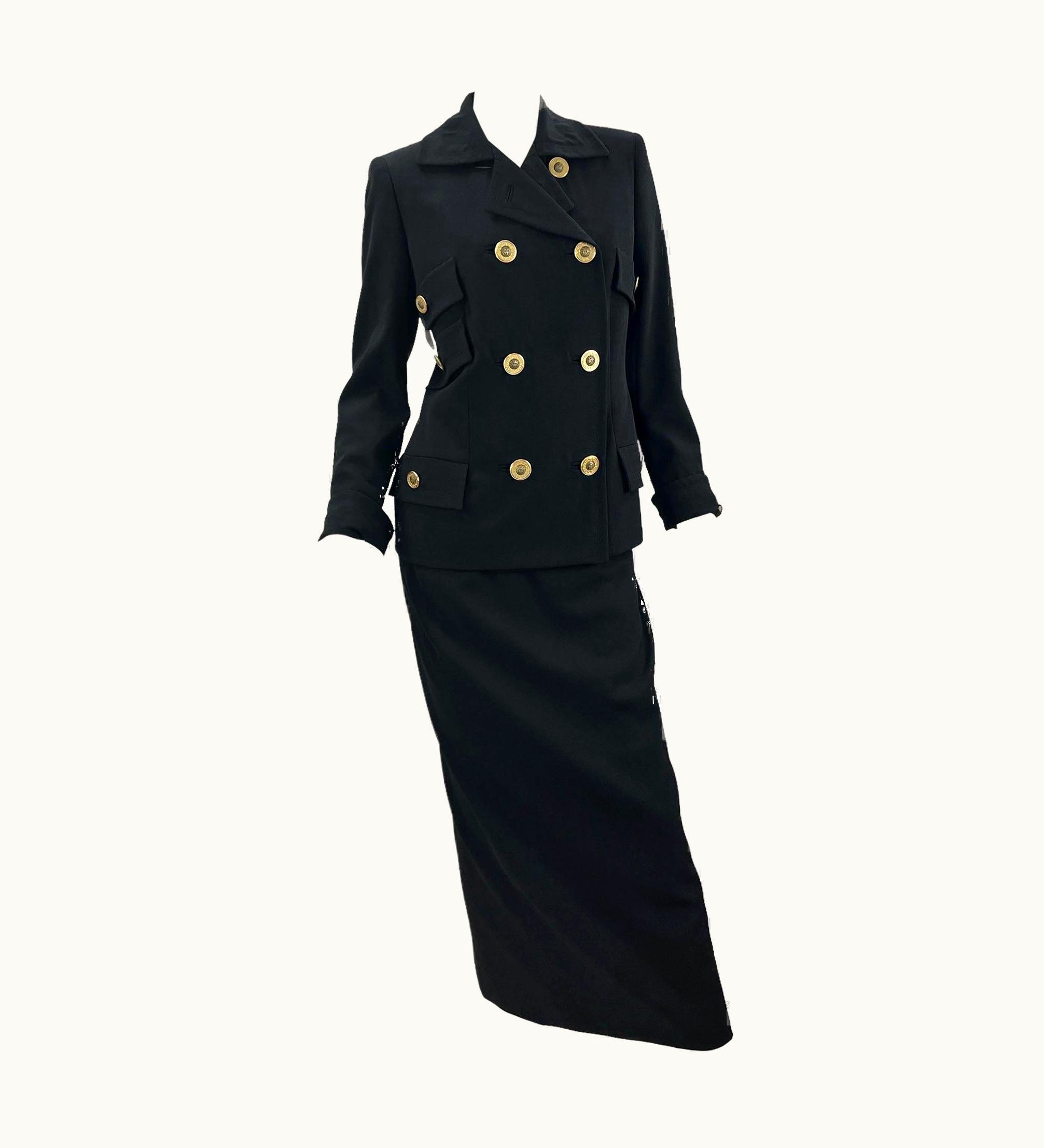 Gianni Versace Couture 1993 Vintage Gianni Versace Couture Black Blazer And Long Skirt Suit Italian
