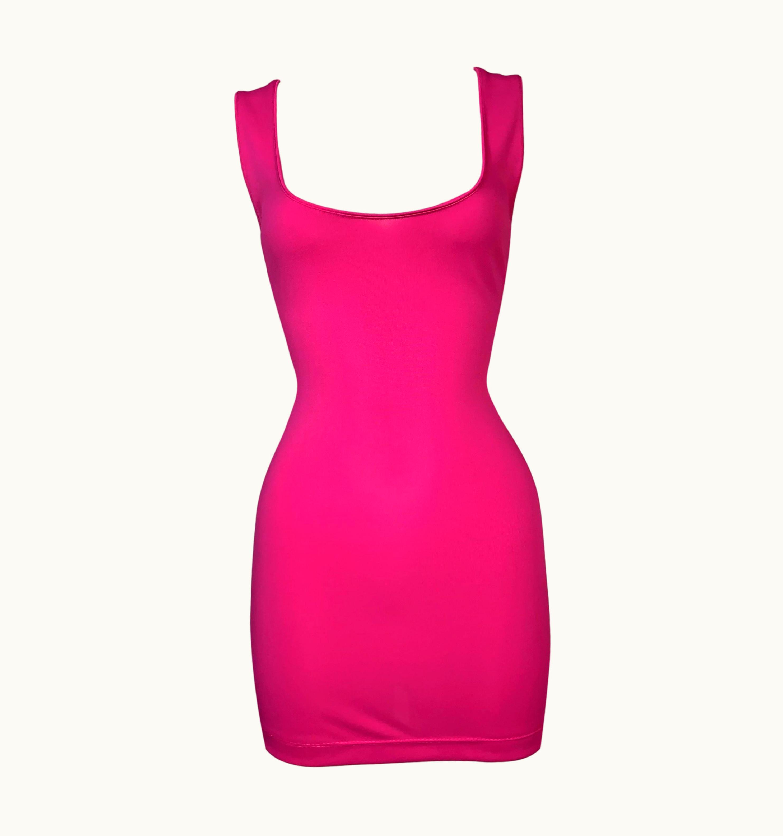 Gianni Versace Couture S/S 1993 Gianni Versace Hot Pink Bodycon Mini Dress