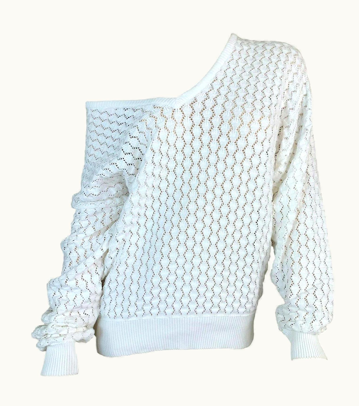 Gianni Versace Couture Vintage Circa 1993 Gianni Versace Sheer White Knit Baggy Sweater