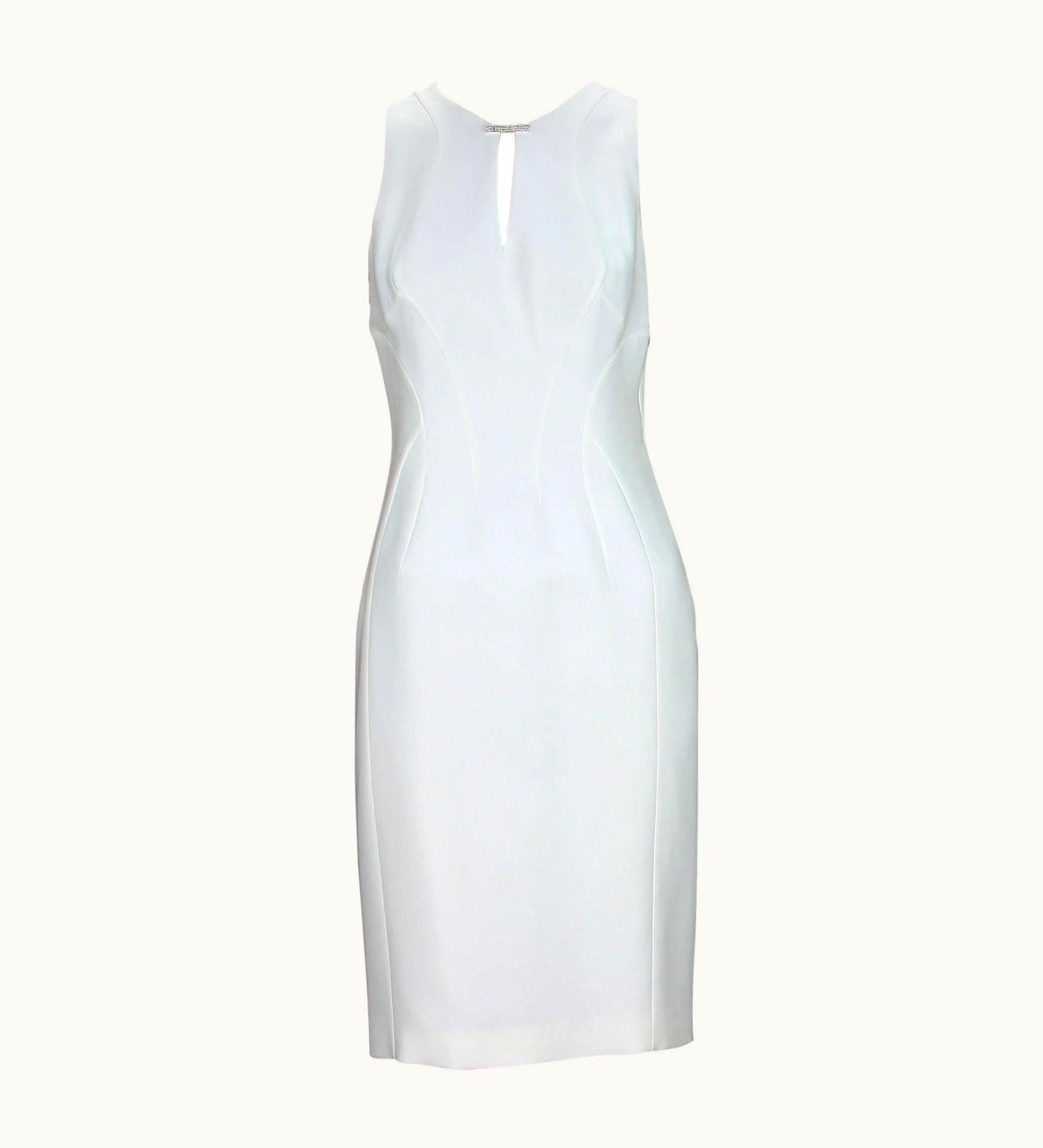 Versace White Silk Cocktail Dress With Swarovski Crystals It 40 -us
