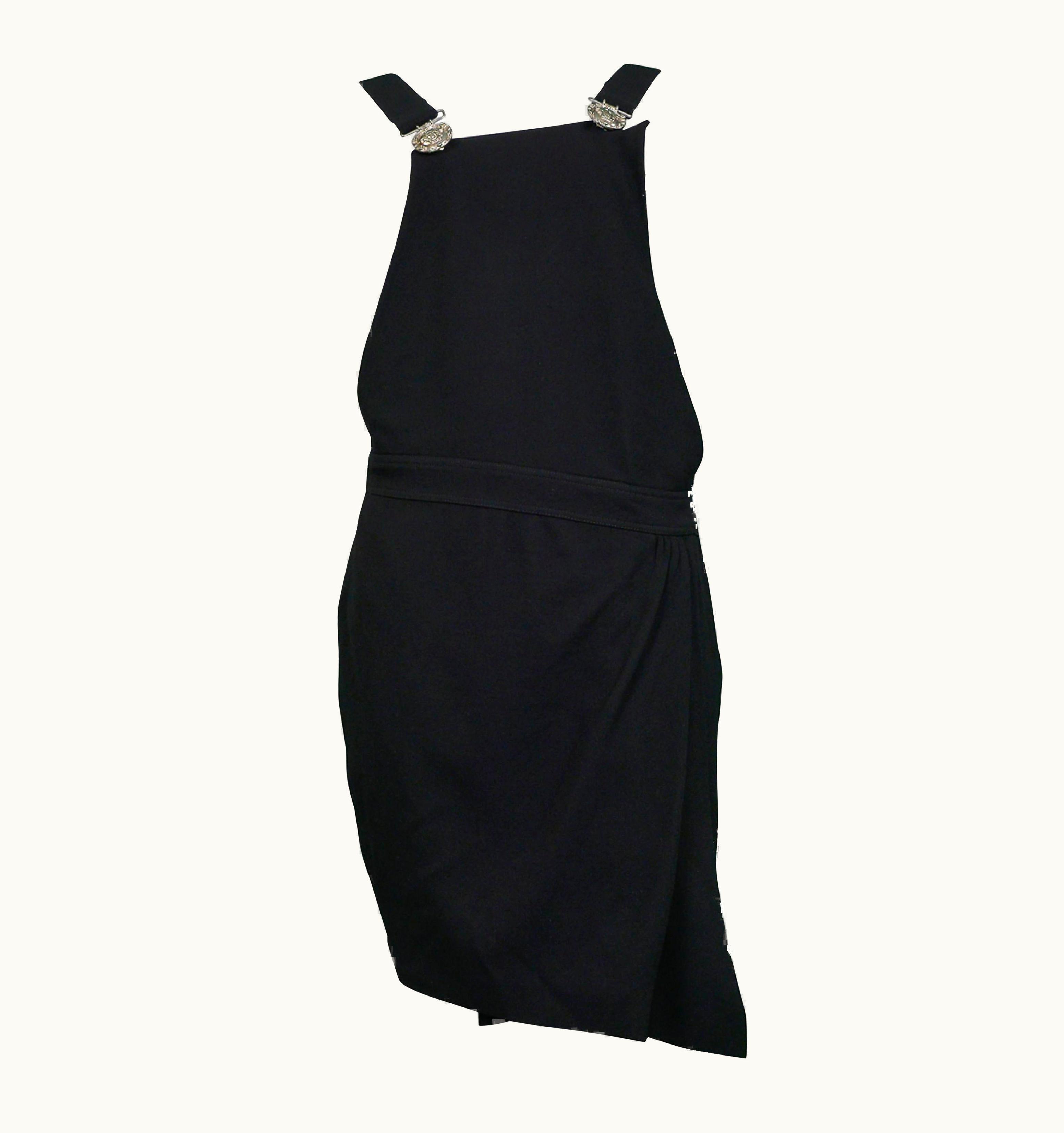 Gianni Versace Couture Vintage Gianni Versace 1994 Black Wool Asymmetrical Jumper Dress