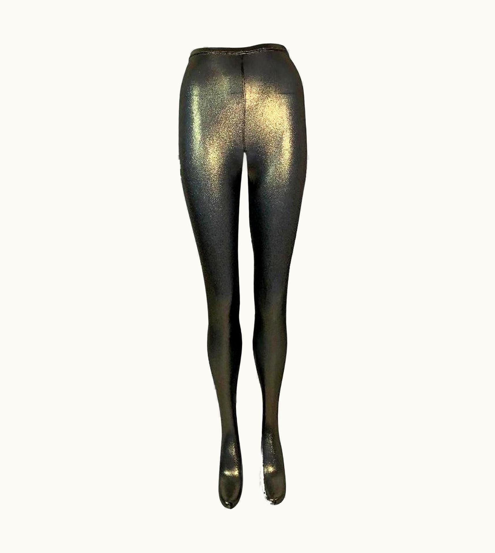 Gianni Versace Couture 1994 Gianni Versace Gold High Waist Footed Leggings