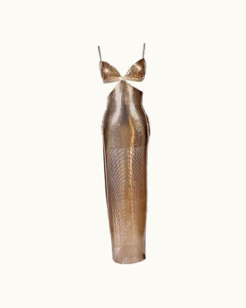 Gianni Versace Couture Gianni Versace AW 1994 Long Gold Metal Mesh Dress