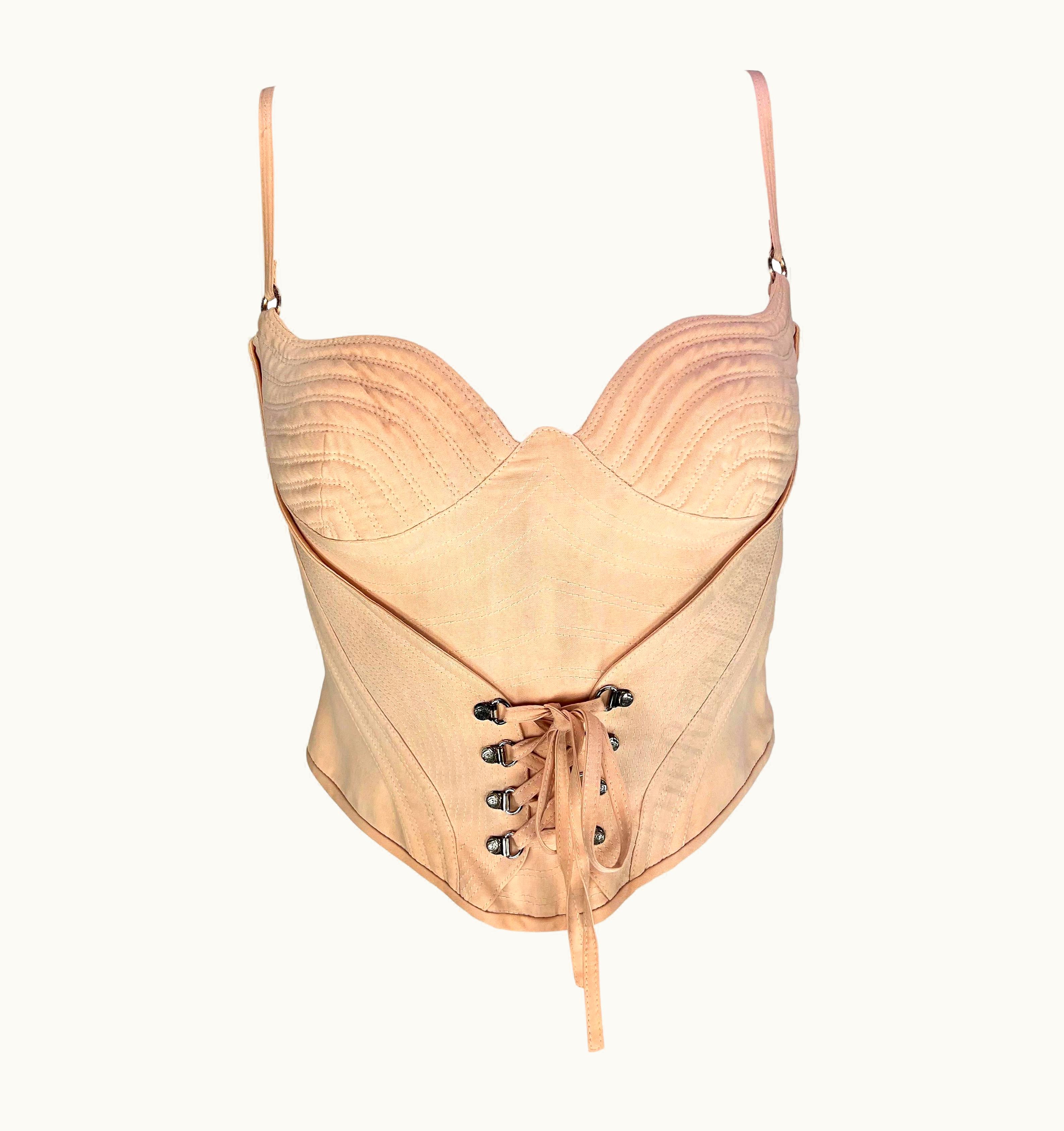 Gianni Versace Couture S/S 1995 Gianni Versace Light Pink Boned Runway Corset Bustier