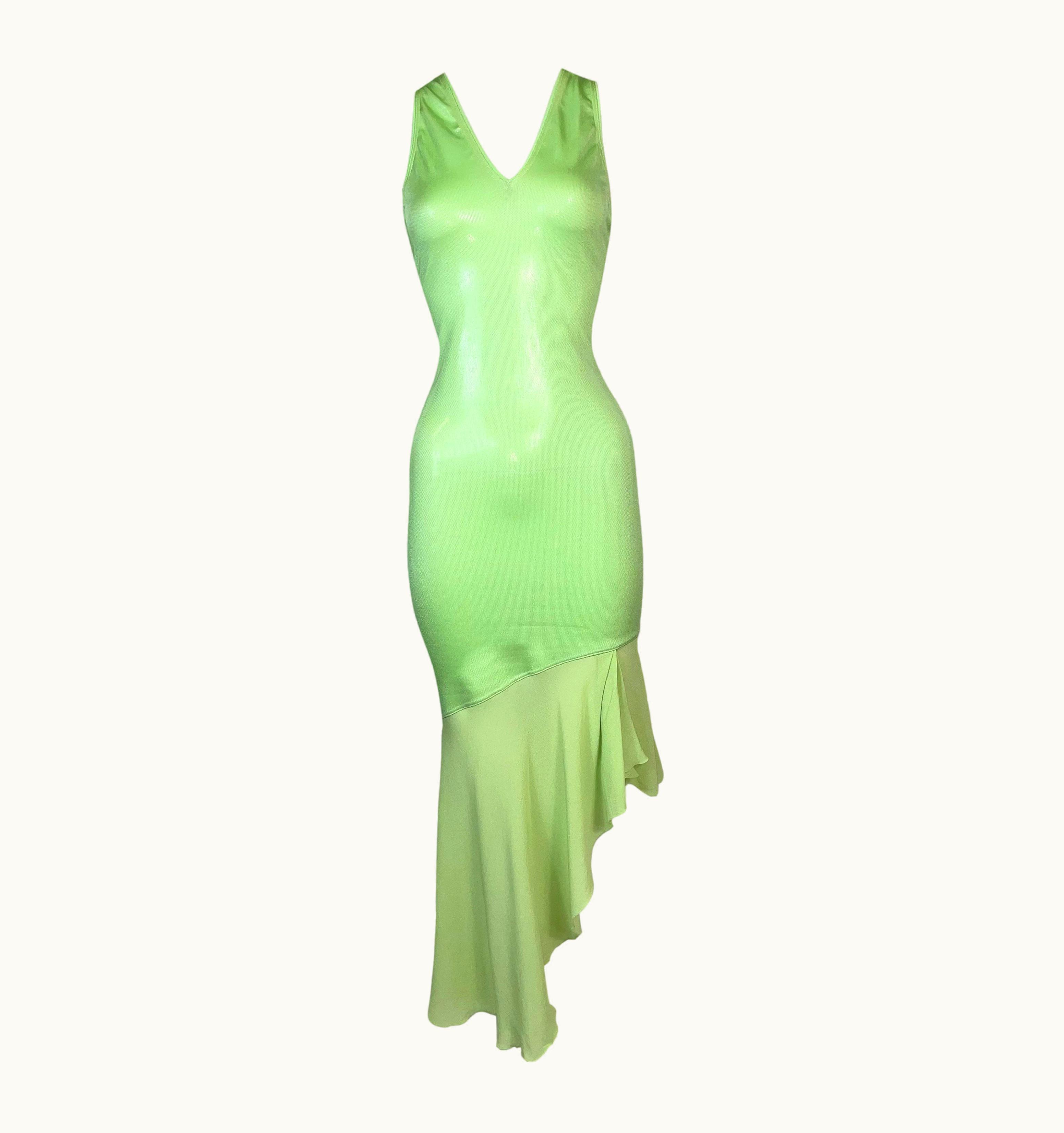 Gianni Versace Couture S/S 1995 Instante Gianni Versace Shiny Patent Look Green Mermaid Maxi Dress